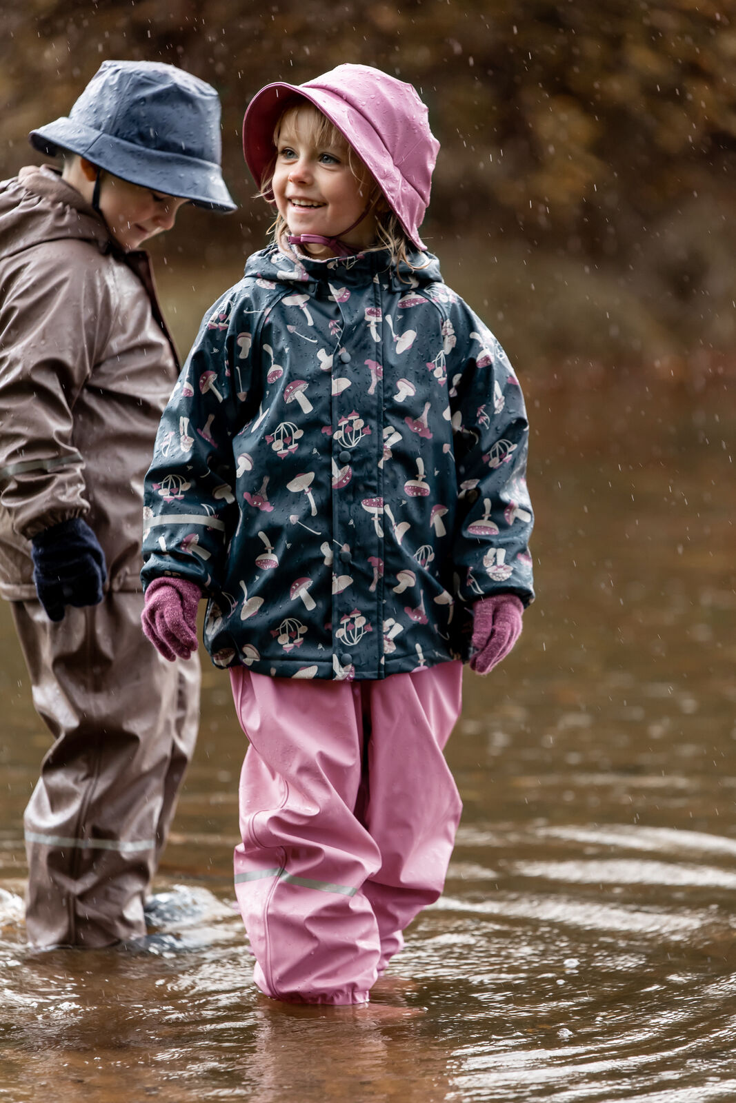 Regenhut mit fleece pink