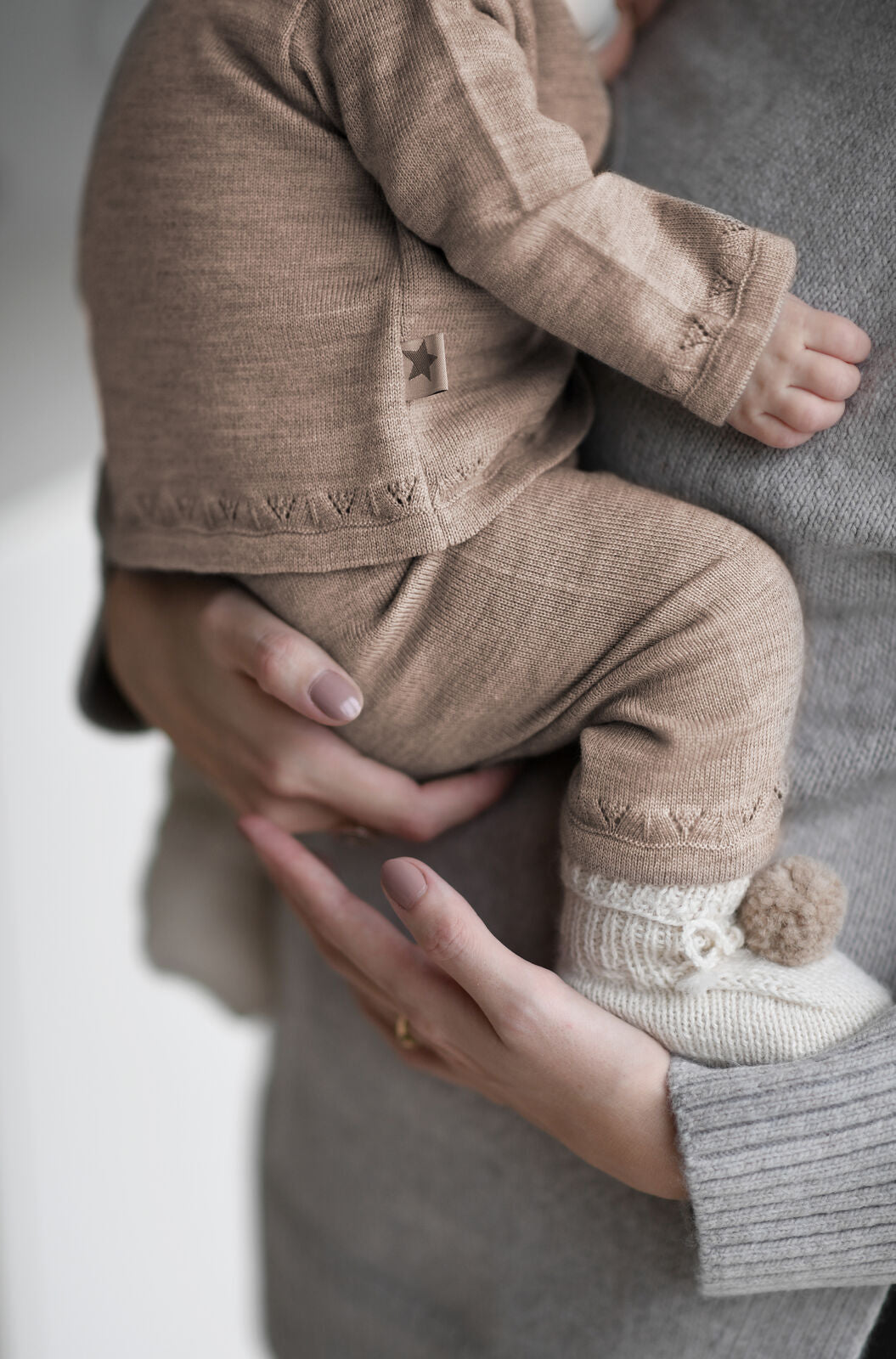 Footies Pompoms Alpaca Wool, beige