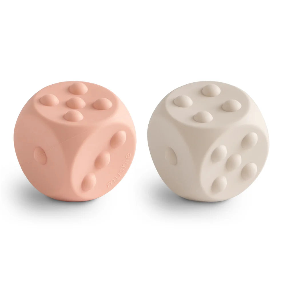 Mushie Dice Press Toy (set of 2) Blush/Shifting Sands