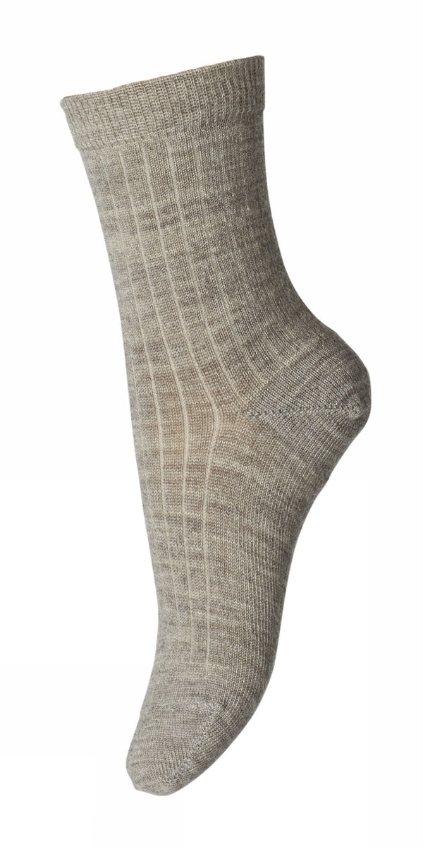 Wool rib Socken,beige