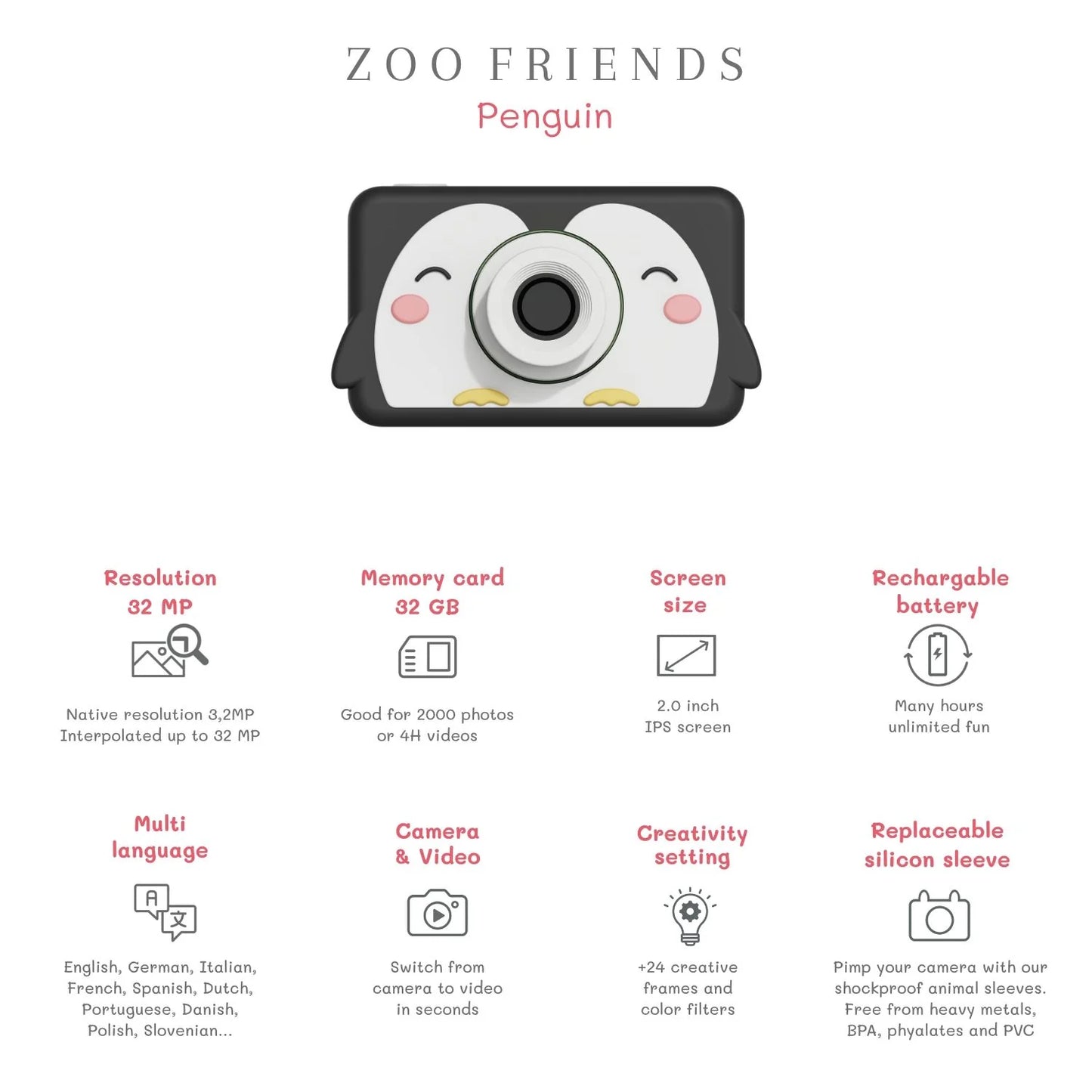 *Zoofamily Kinderkamera Zoo friends, Pinguin