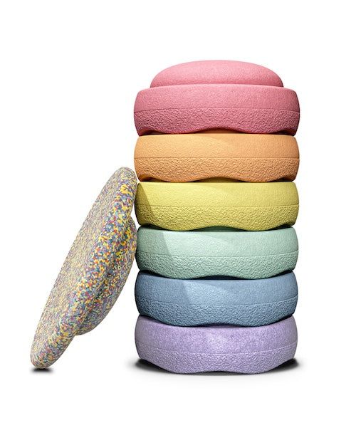 OSTERAKTION- Stapelstein Rainbow pastel + Stapelstein Board Confetti pastel 6+1