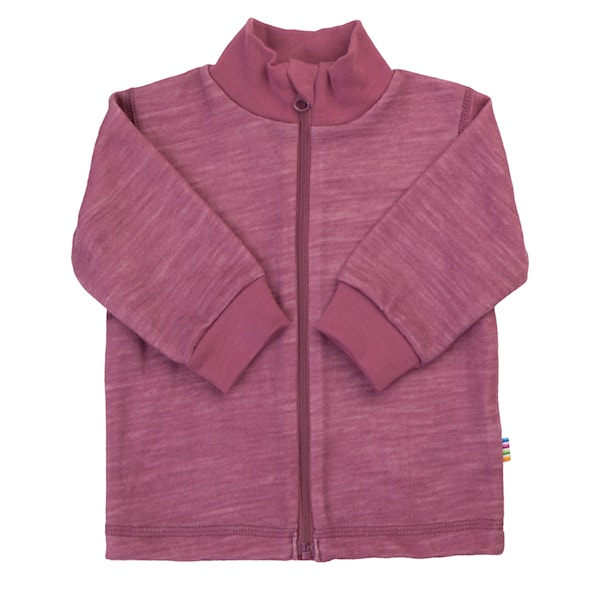 Merinowolle Cardigan mit Kragen und Reissverschluss, Bordeaux