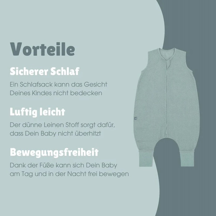 Leinen Schlafsack mit Füssen 0.5 TOG mint