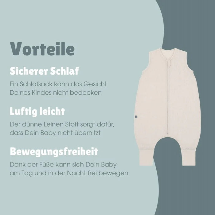 Leinen Schlafsack mit Füssen 0.5 TOG beige