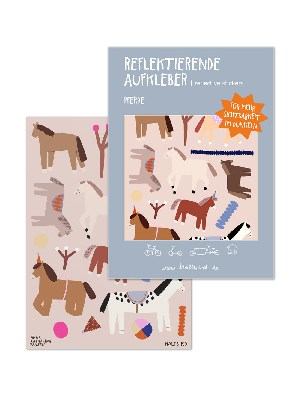 SET Reflektierende Aufkleber `Pferde`
