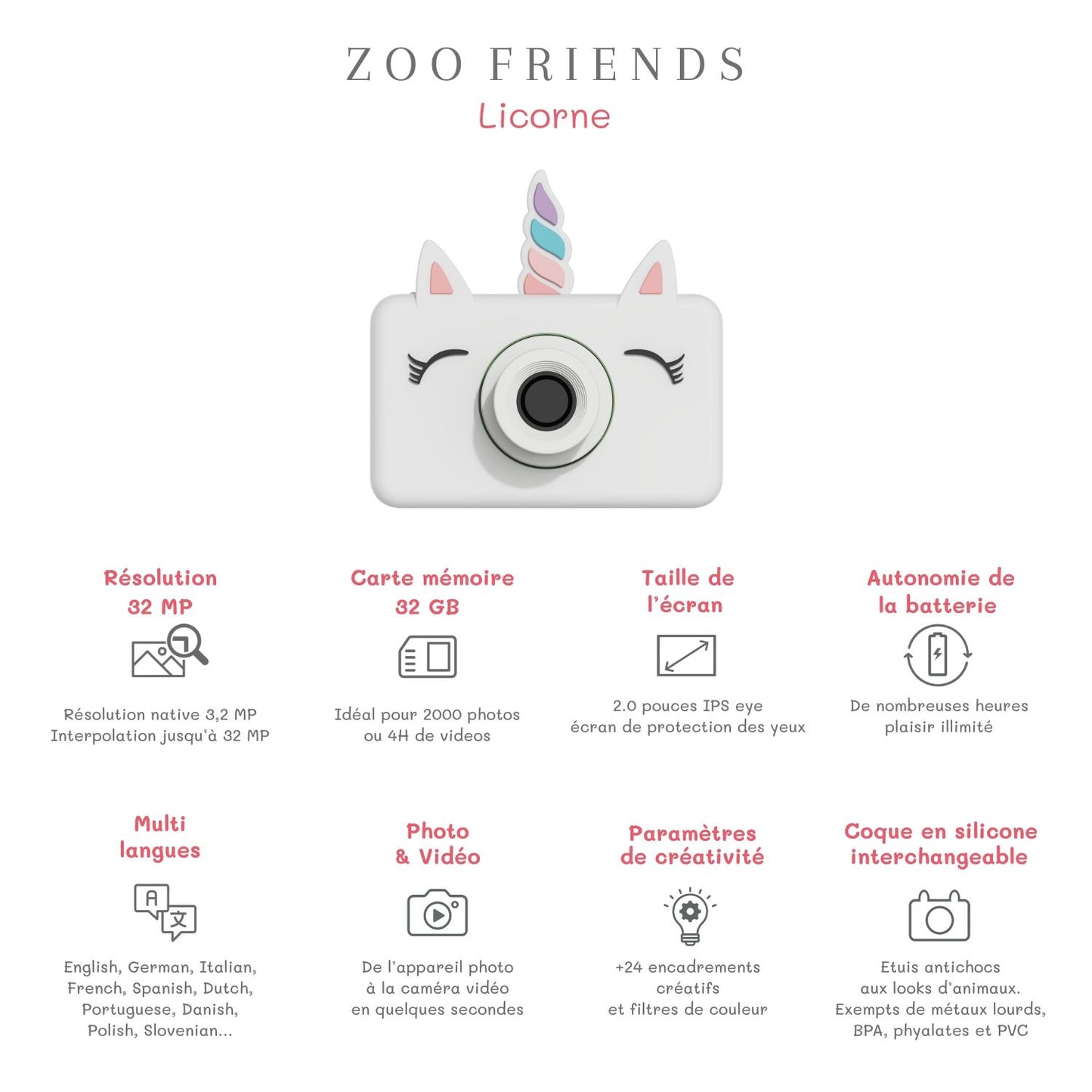 *The Zoofamily Kinderkamera Zoo friends, Einhorn