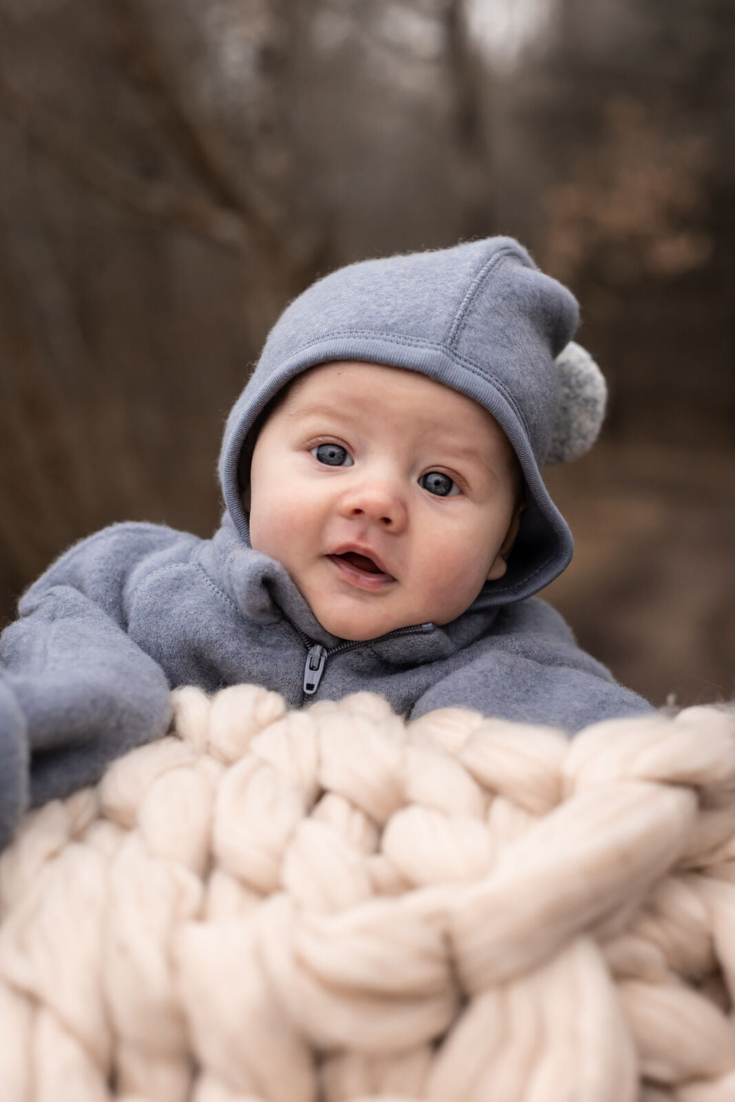 Oeko-Tex Wollfleece Schlupfmütze, hellblau