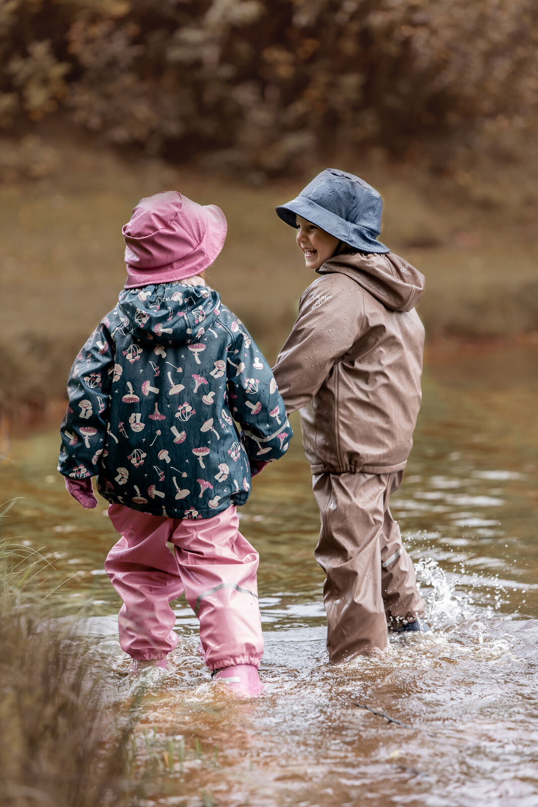 Regenhut mit fleece blau
