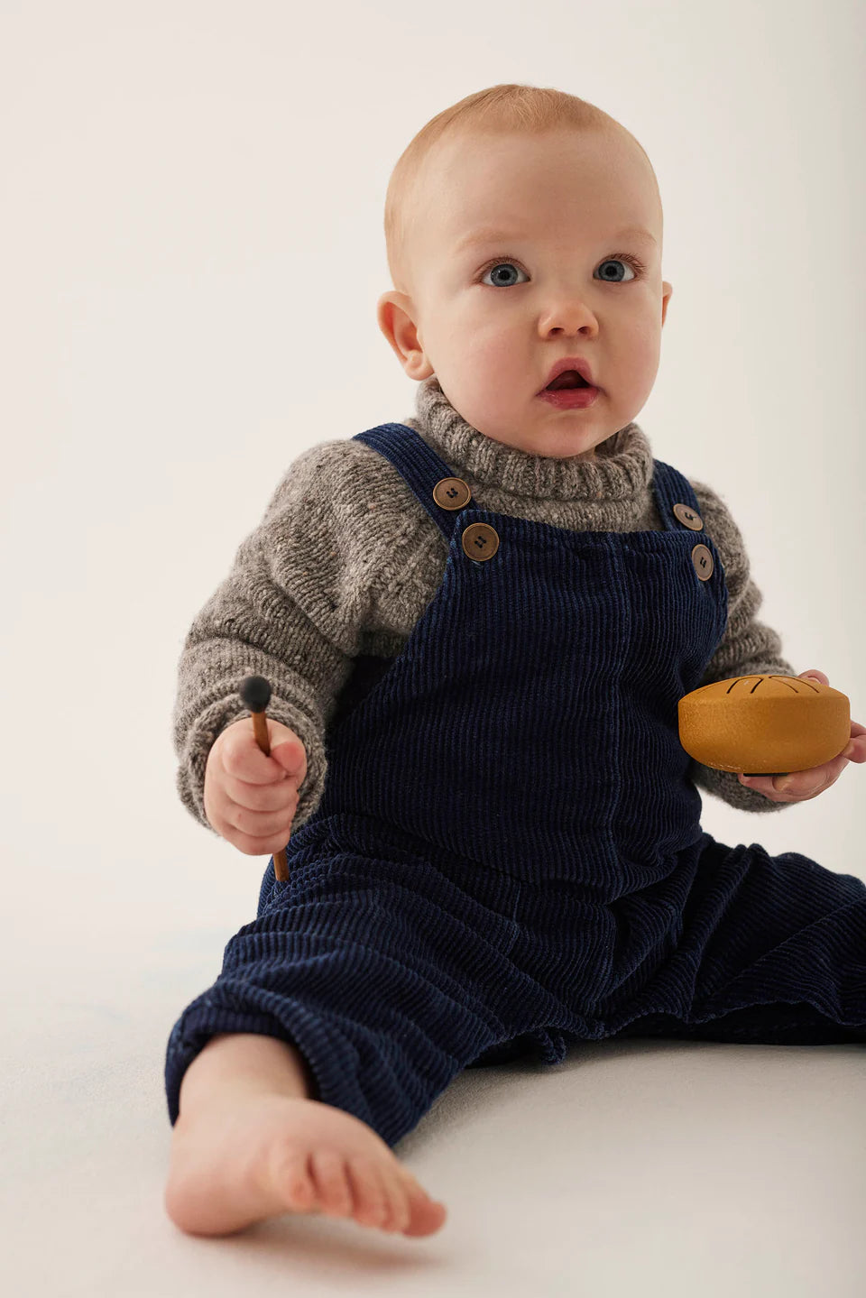 Denim corduroy baby overalls