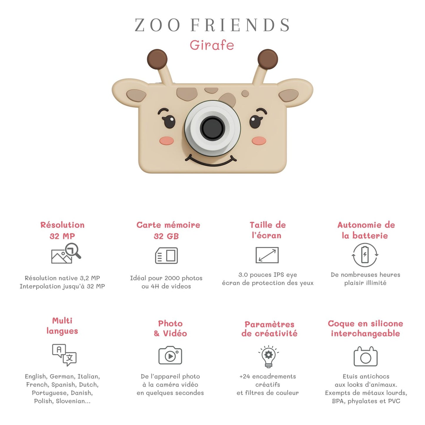 *Zoofamily Kinderkamera Zoo friends, Giraffe
