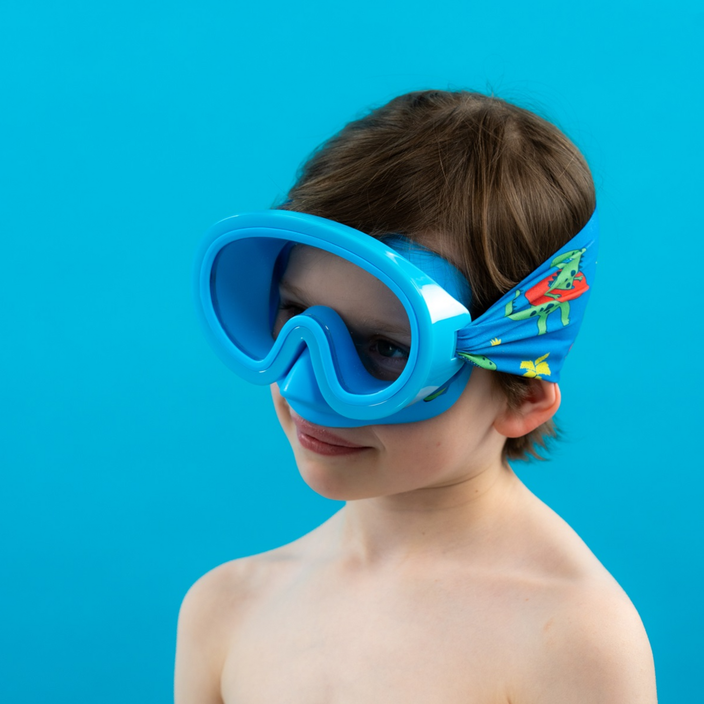 Kinder Tauchmaske, lila mit Dino-Muster (5-12 Jahre)