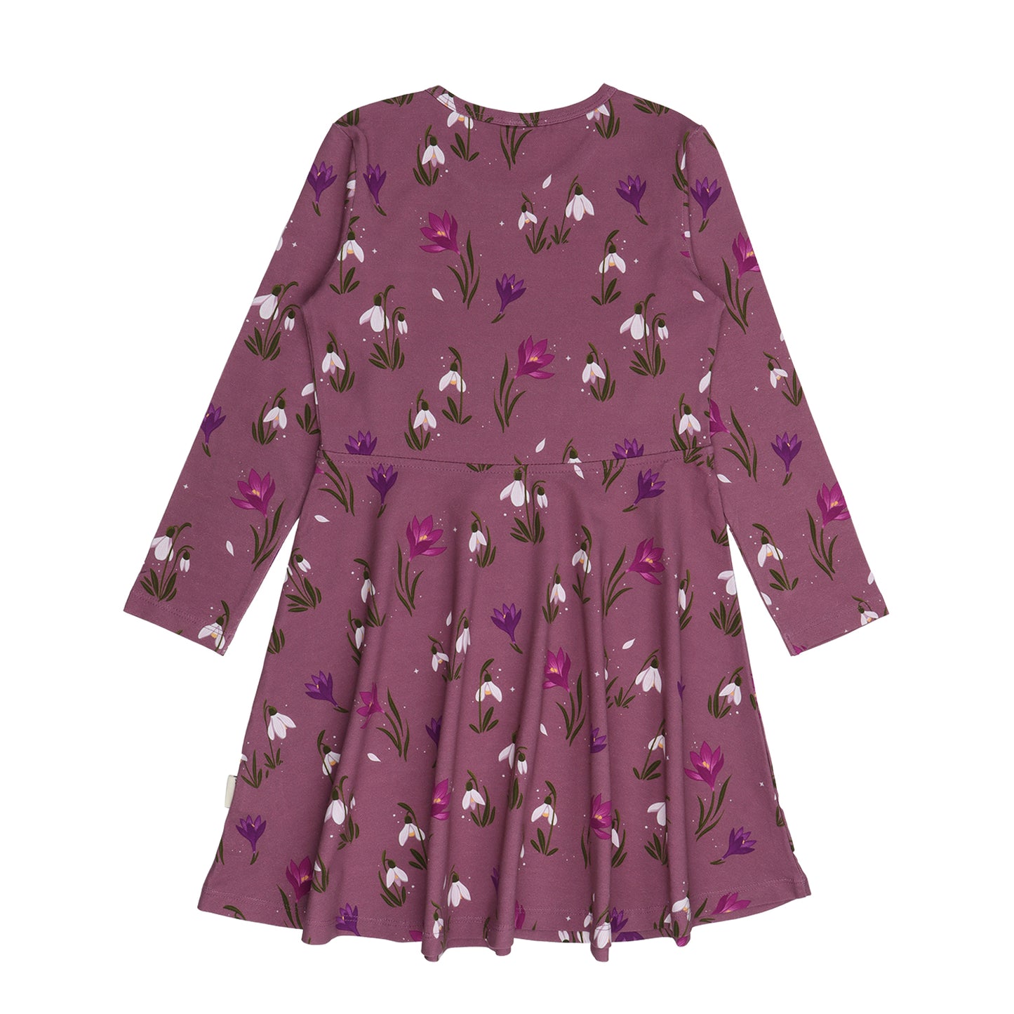 Rückseite vom Walkiddy Kleid mit Schneeglöckchen-Print – zu kaufen bei Bärechind in Winterthur, Zürich, Schweiz.