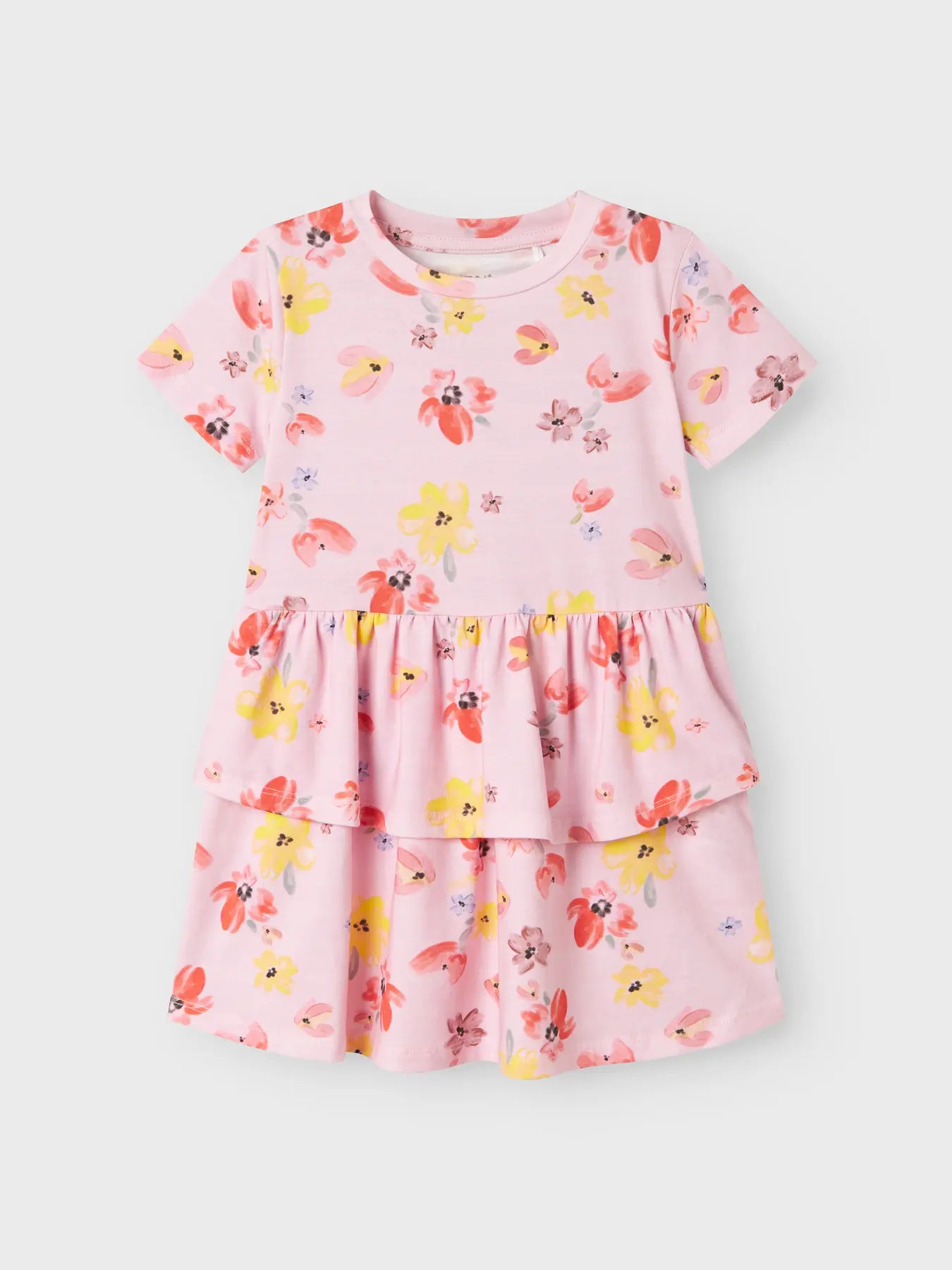 Rosa Name It Kleid mit Blumenmuster – Vorderansicht, erhältlich bei Bärechind in Winterthur, Zürich, Schweiz