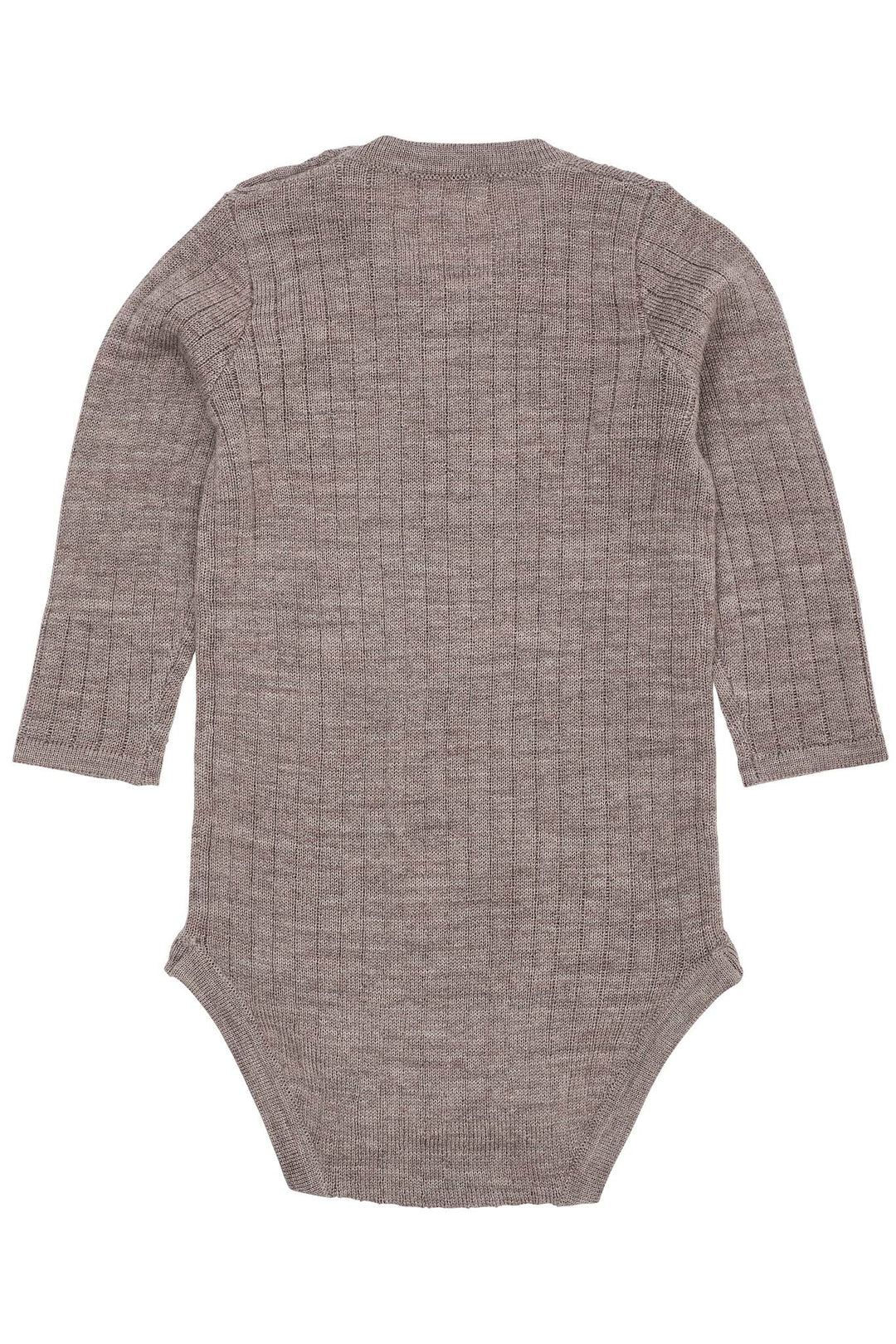 Rückansicht vom Baby Body aus Merinowolle, natural melange, Bärechind Winterthur Zürich Schweiz.