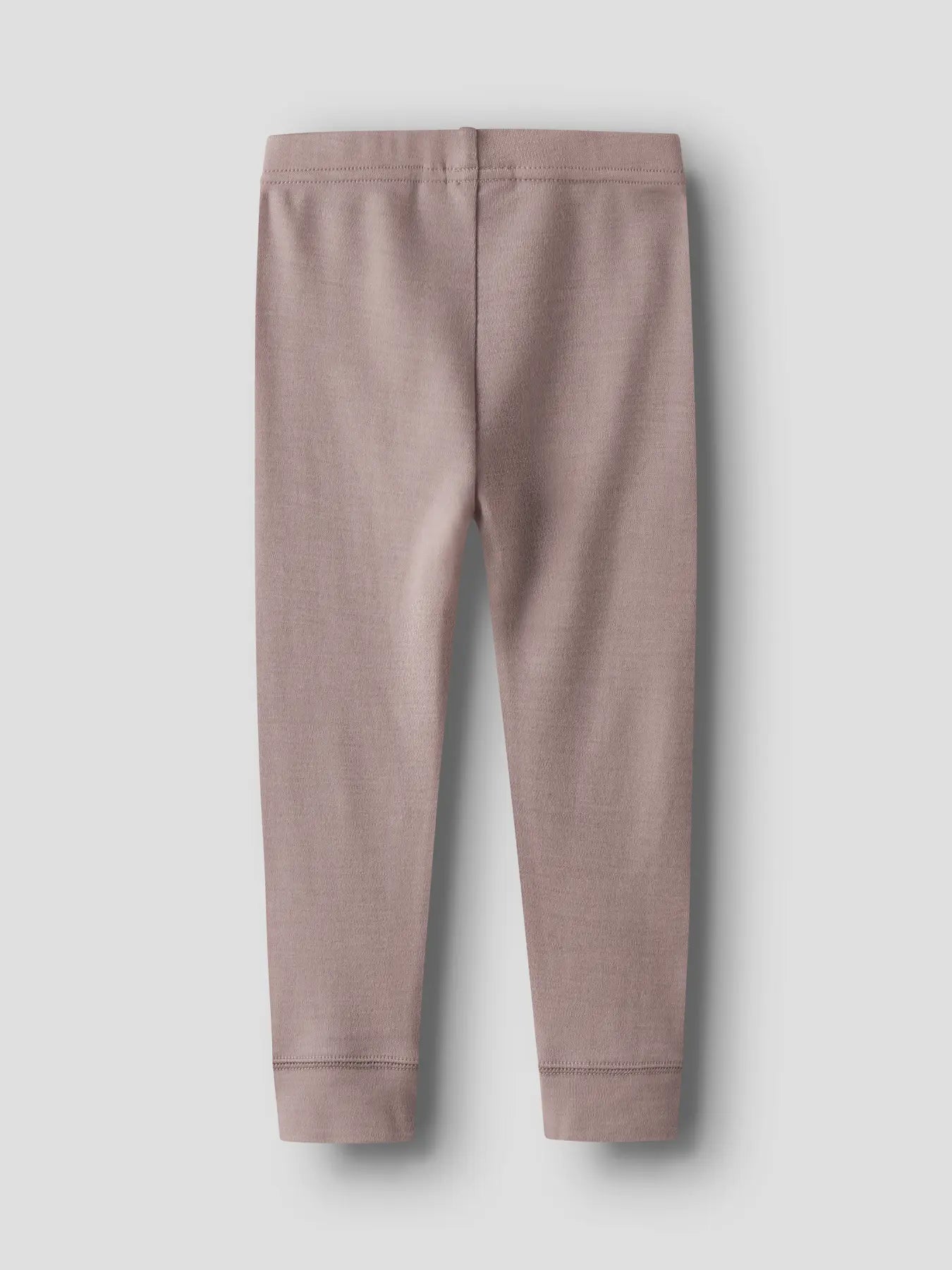 Rückseite der weichen Baby Wollleggings in Mauve – zu kaufen bei Bärechind in Winterthur, Zürich, Schweiz.