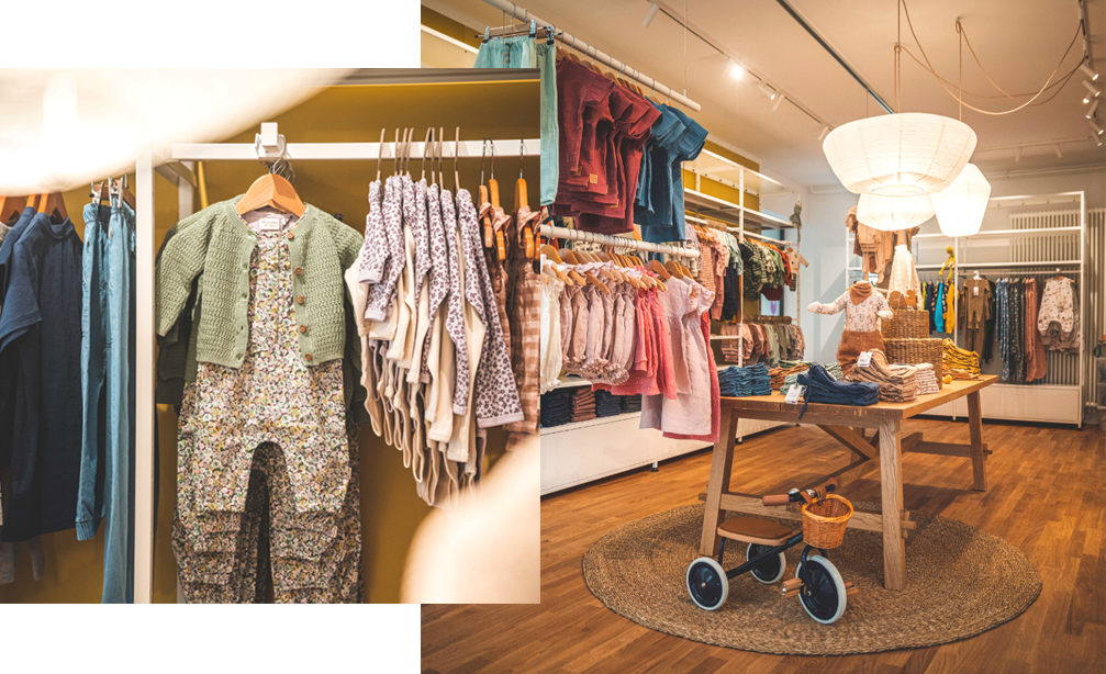Innenansicht vom Bärechind-Kinderladen in Winterthur – nachhaltige Mode für Babys und Kinder in liebevoller Atmosphäre
