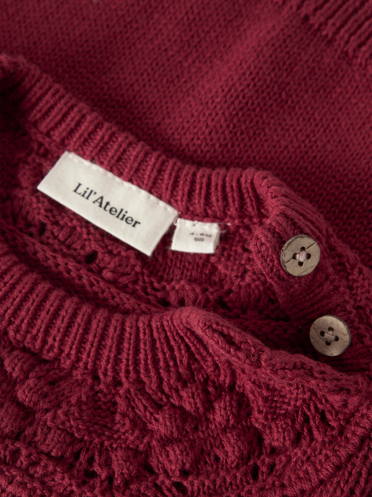 Lil'Atelier Bio-Baumwolle Strickpullover mit Knopfleiste an der Schulter bei Bärechind