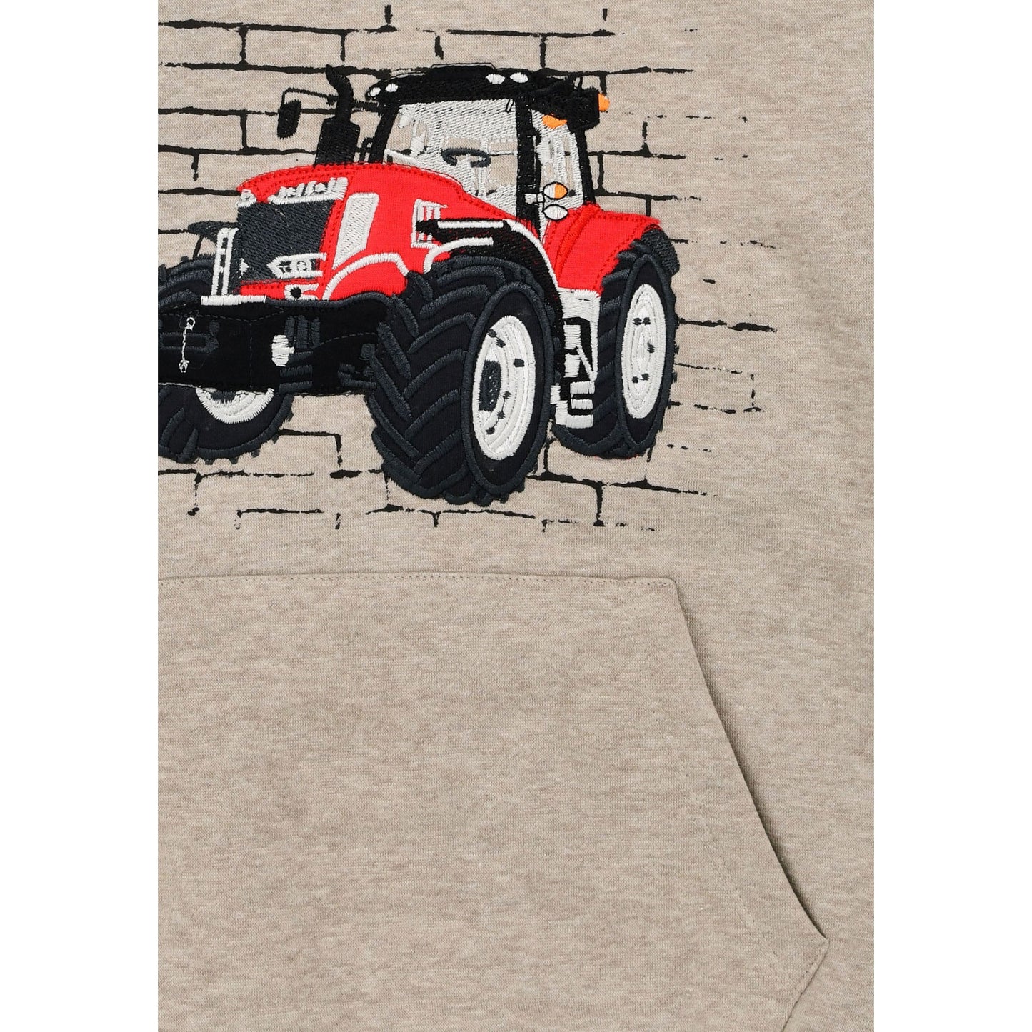 Detailaufnahme Bondi Kinder Sweatshirt Ich fahr Traktor – Stickerei Traktor, erhältlich im Bärechind Winterthur Schweiz