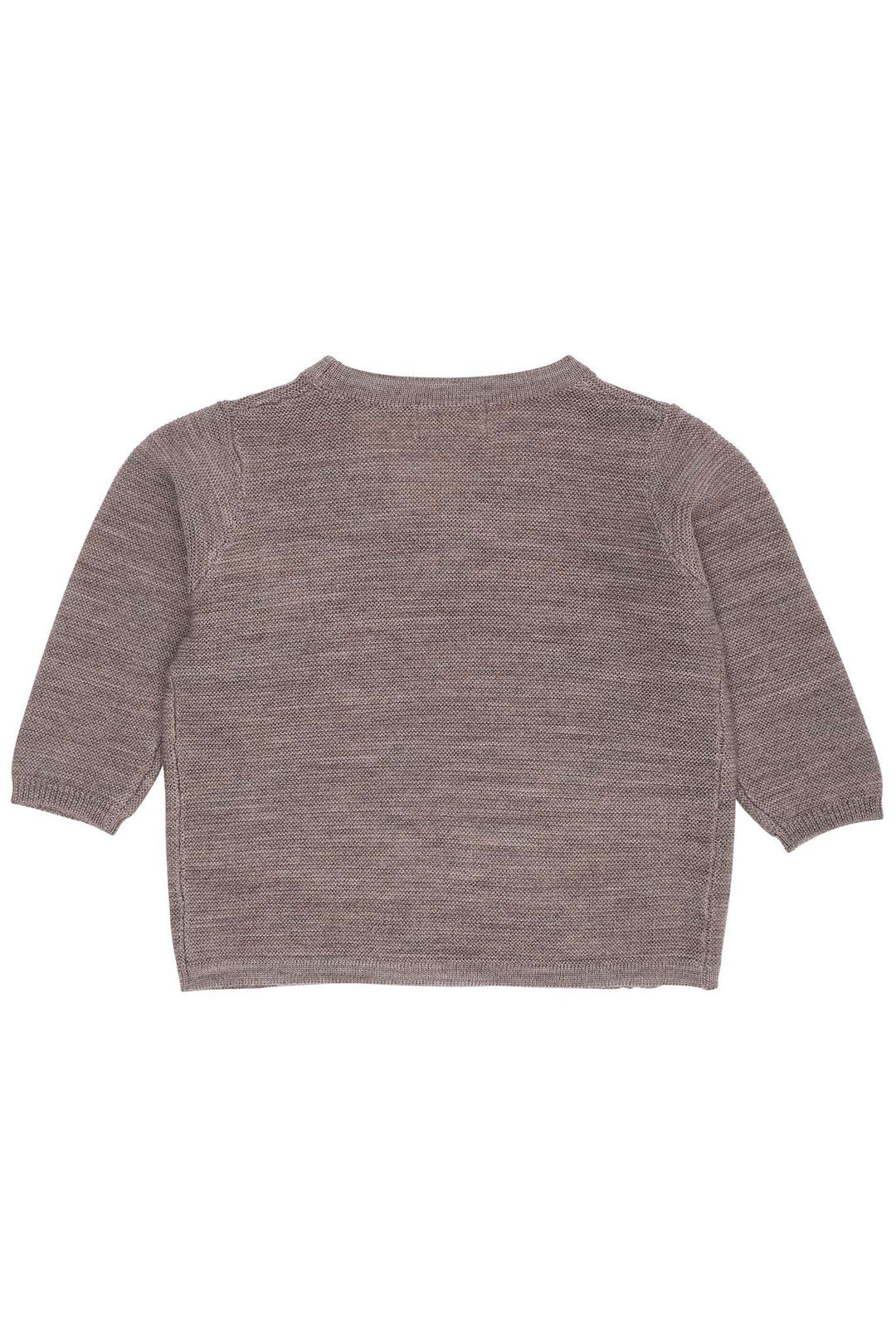 Rückseite der natur melierten Baby Wickeljacke aus Merinowolle von Copenhagen Colors, im Bärechind in Winterthur, Zürich Schweiz