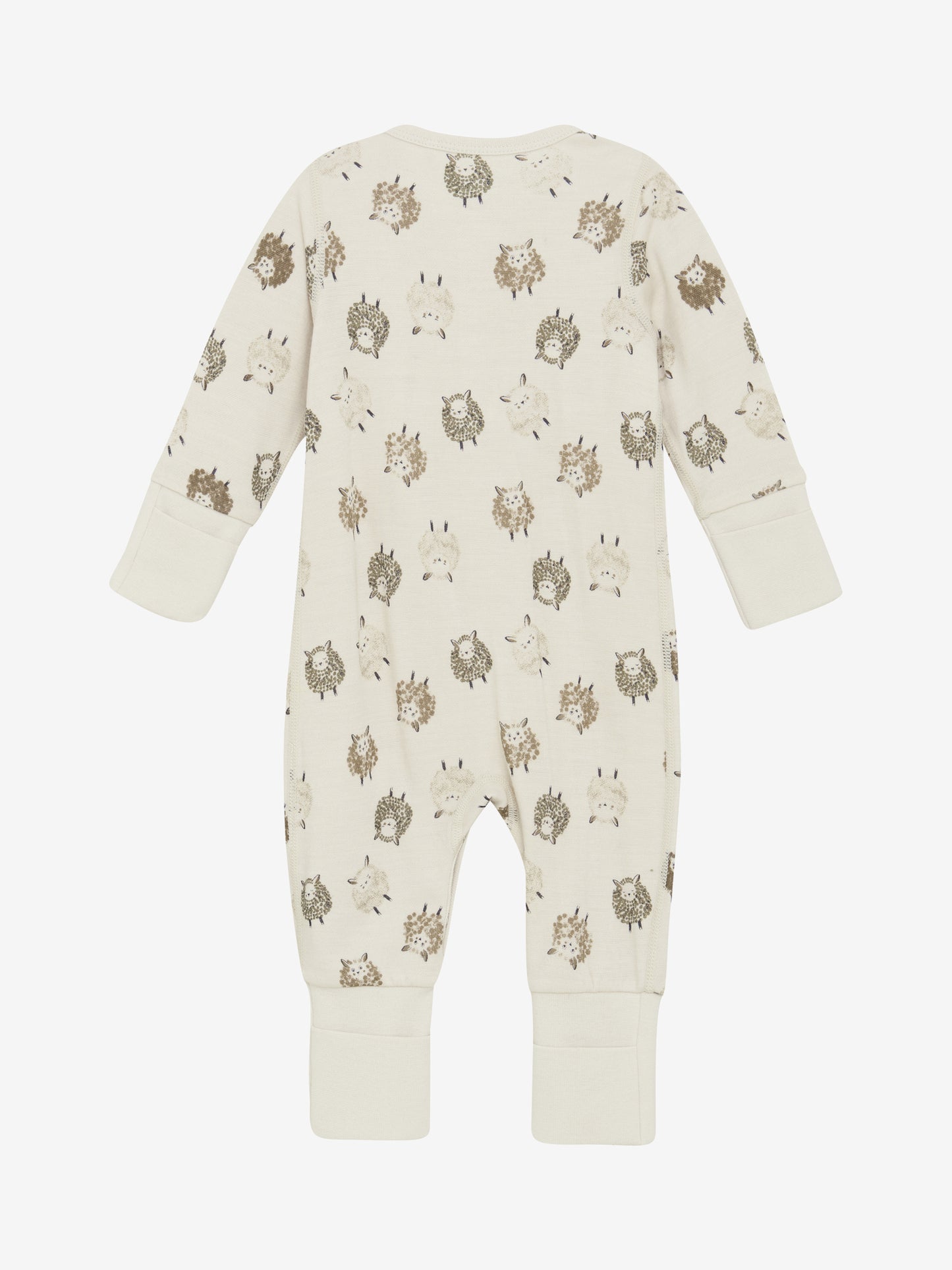 Rückseite des CeLaVi Jumpsuits mit Schaf-Muster – zu kaufen im Bärechind in Winterthur, Zürich, Schweiz.