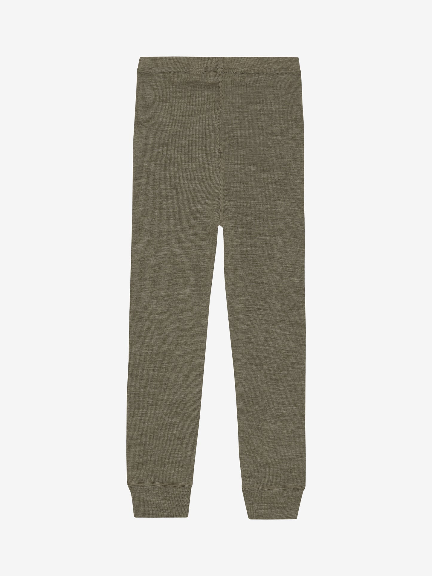 Rückansicht der CeLaVi Leggings aus Wolle – Farbe Dusky Green, im Bärechind in Winterthur, Zürich, Schweiz.