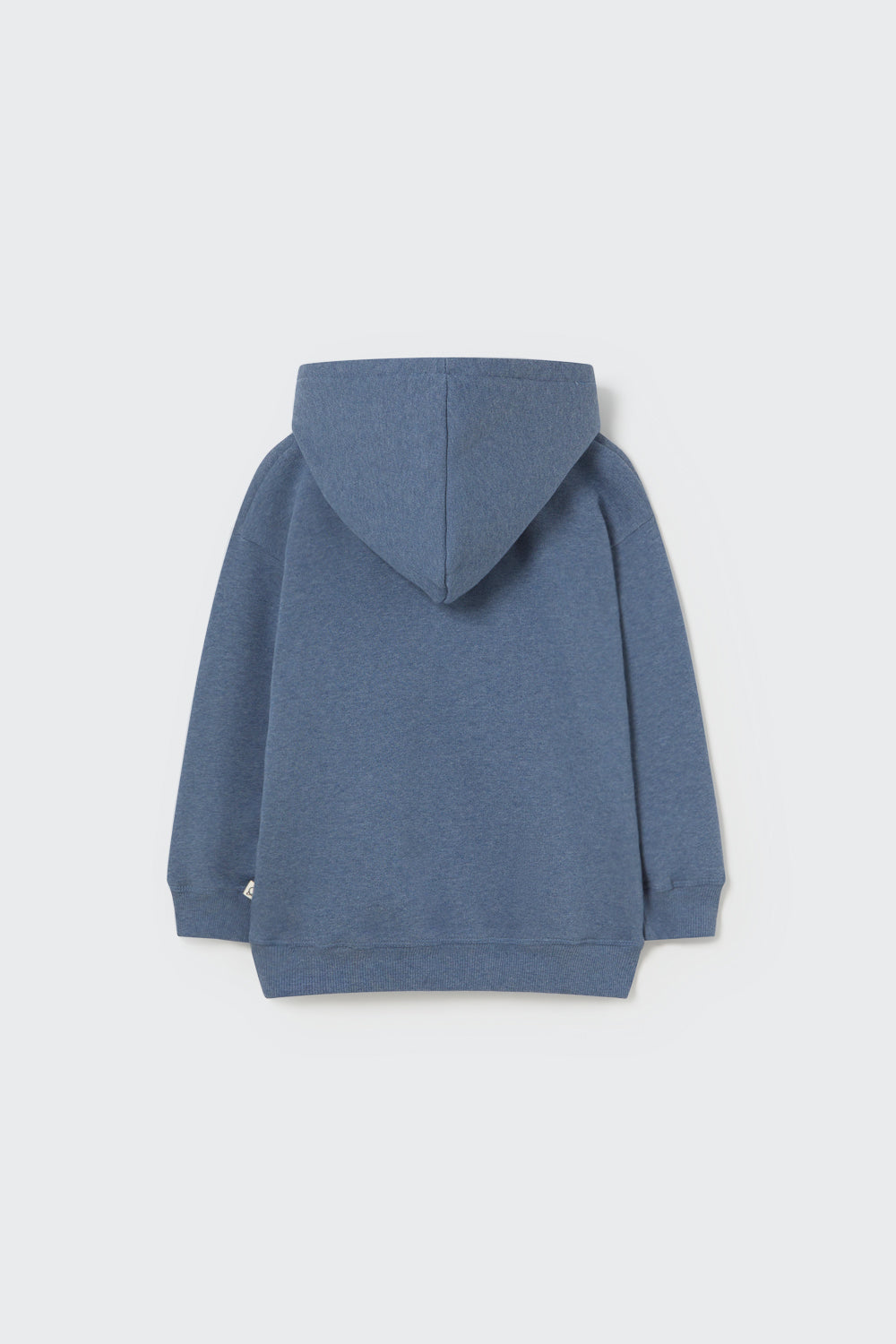 Mélange fleece hooded sweatshirt in Blau – Rückansicht flachliegend