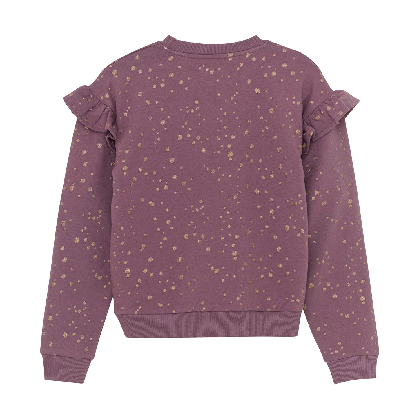 Weiches und bequemes Creamie Sweatshirt mit Rundhalsausschnitt und Rippenbündchen in Lila/Gold. Ideal für stilbewusste Kinder in Winterthur, Zürich, Schweiz.