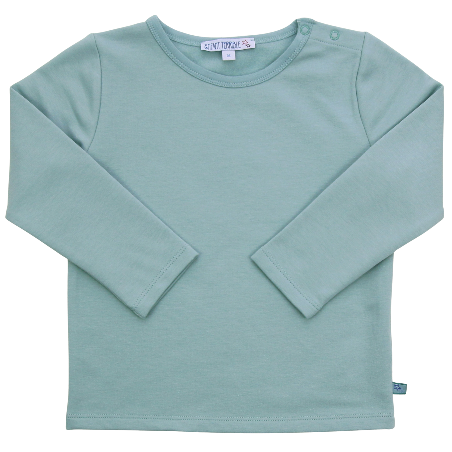 Warmer Baumwollfleece Pullover in Türkis von Enfant Terrible, erhältlich bei Bärechind in Winterthur, Zürich Schweiz.