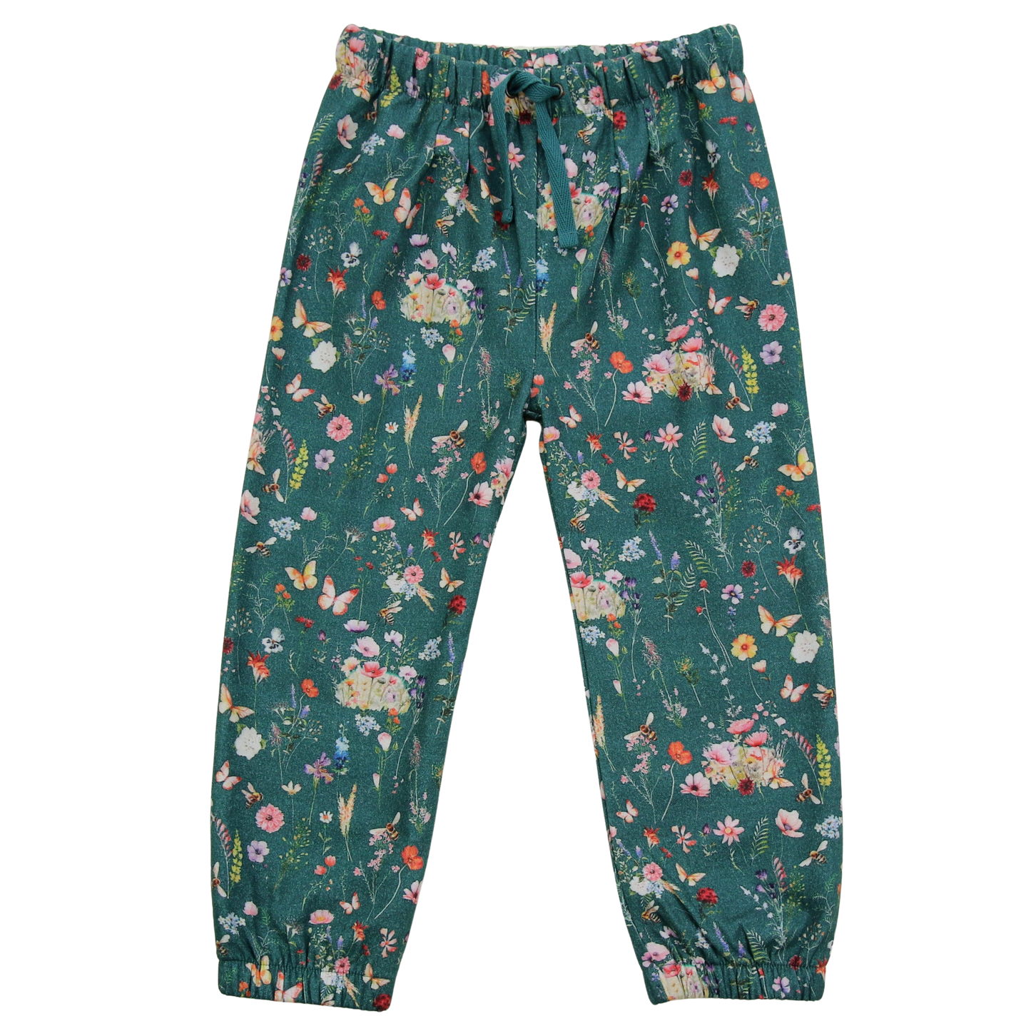 Gefütterte Kinderhose aus Baumwolle mit buntem Blumenmuster von Enfant Terrible, erhältlich bei Bärechind in Winterthur, Zürich Schweiz.