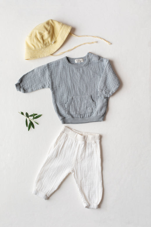 Langarm Mull Baby, hellblau