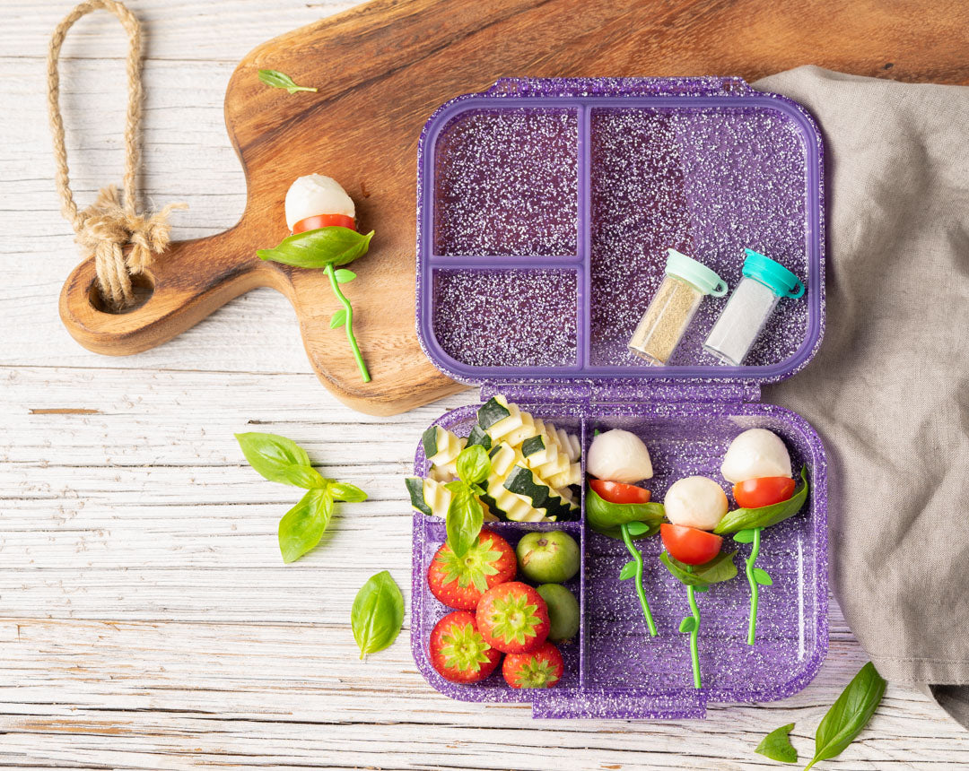 Lekkabox Z'nünibox aus Tritan, Violett-Glitzer