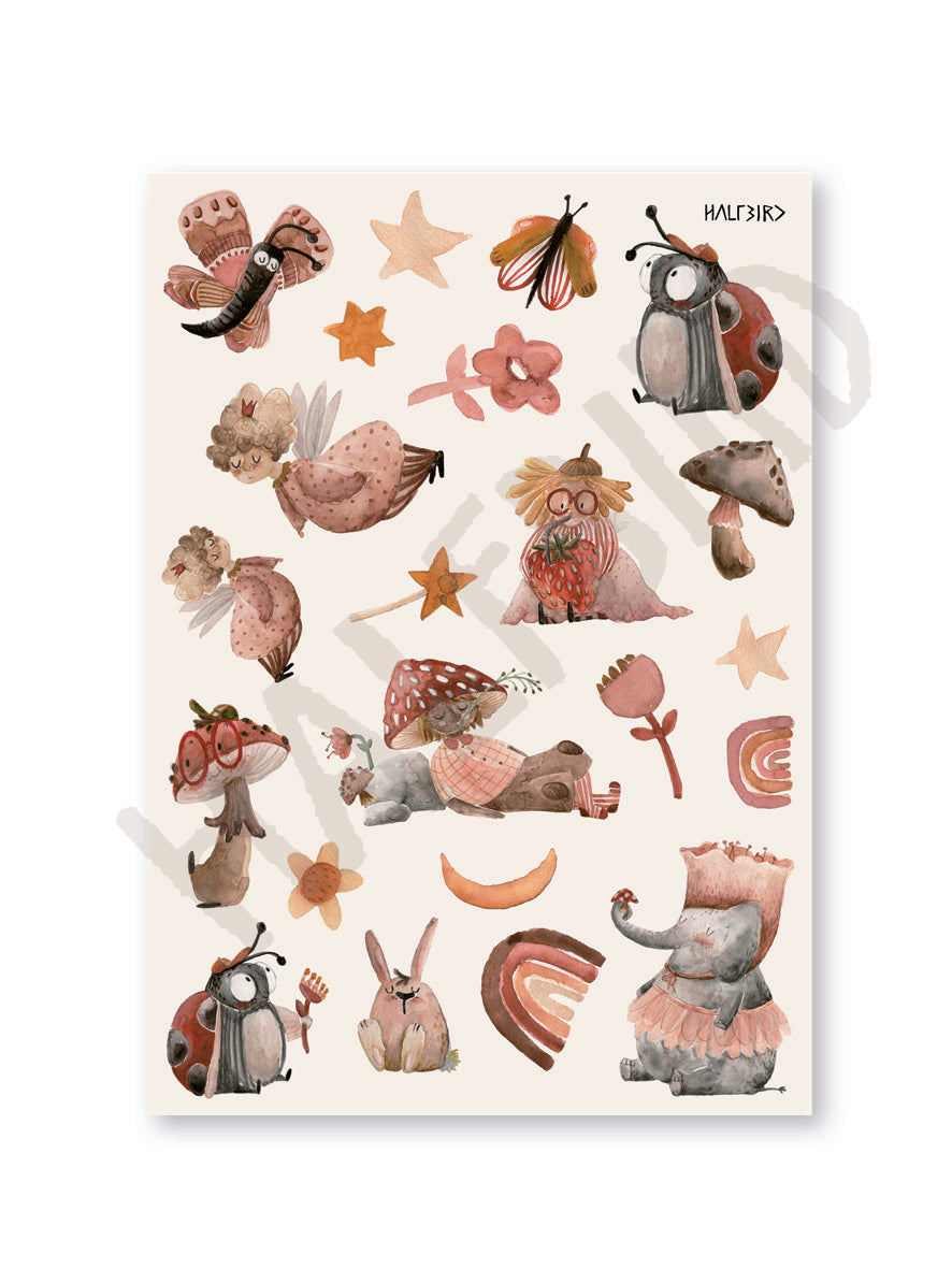 Halfbird Sticker „Feenwald“ kaufen im Bärechind Winterthur – spülmaschinenfeste Aufkleber mit liebevollen Motiven für Kinder.