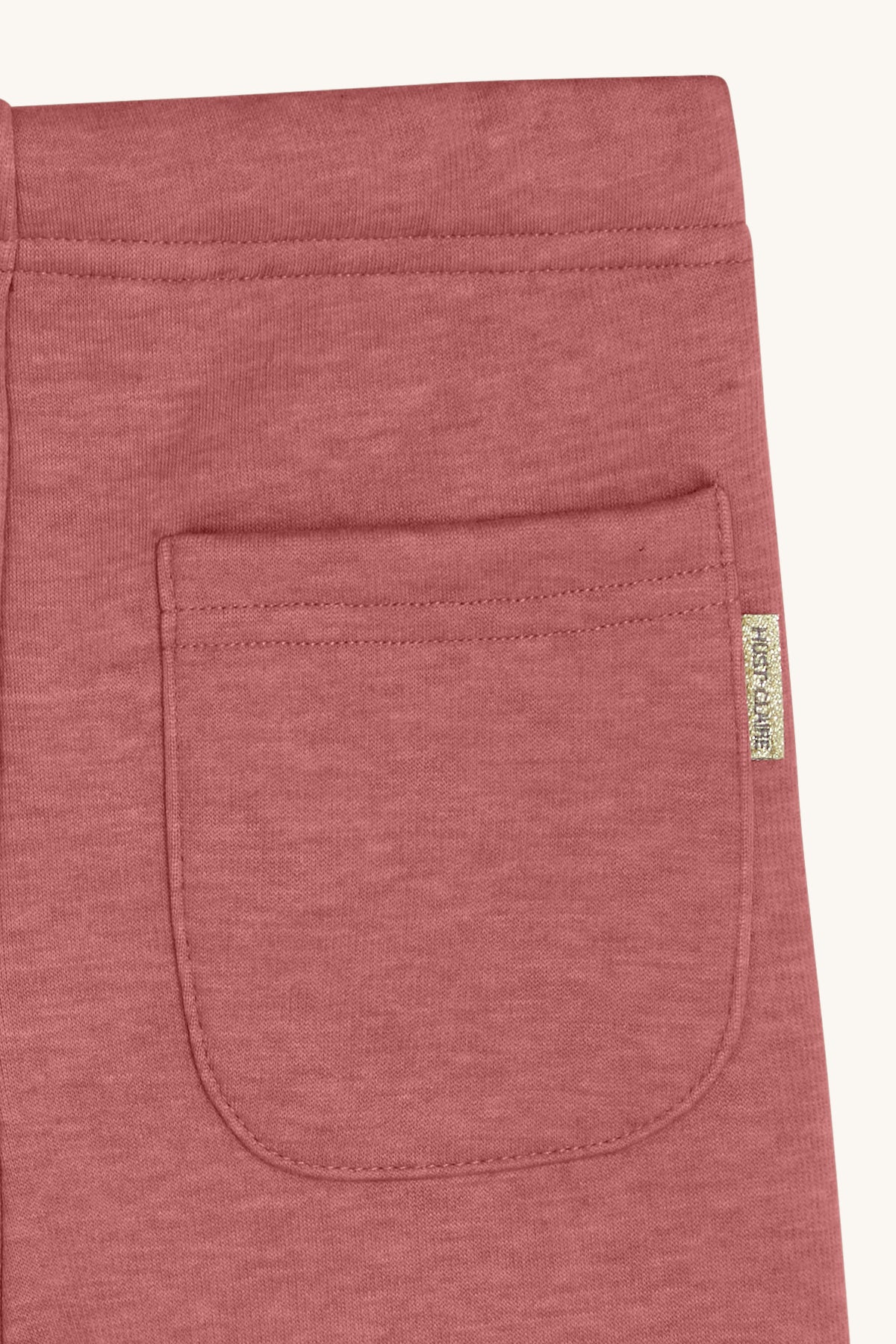 Detailansicht der weichen Hust&Claire Lisa Fleece Leggings in Dry Rose, erhältlich im Bärechind Winterthur, Zürich Schweiz