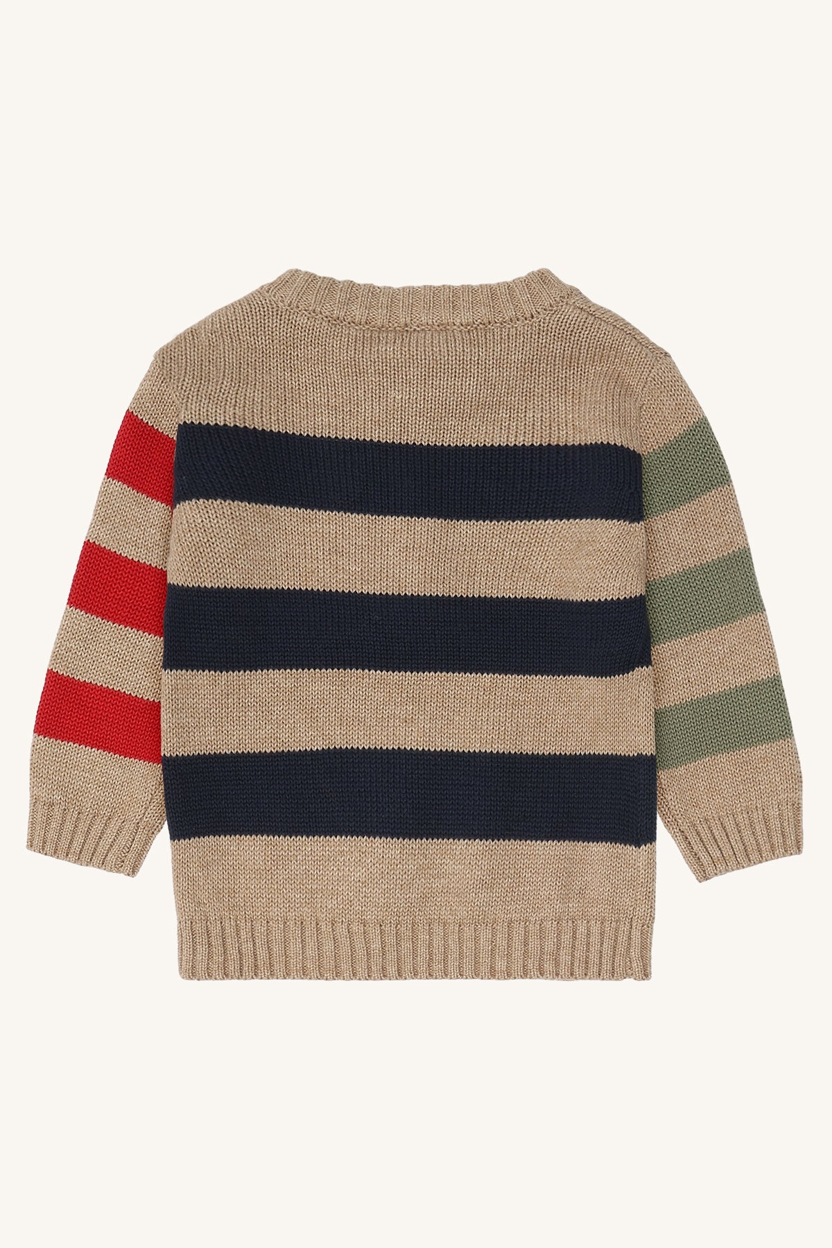 Rückansicht Hust&Claire Baby Strickpullover Pilou aus Baumwolle, gestreift – bei Bärechind in Winterthur, Zürich, Schweiz.