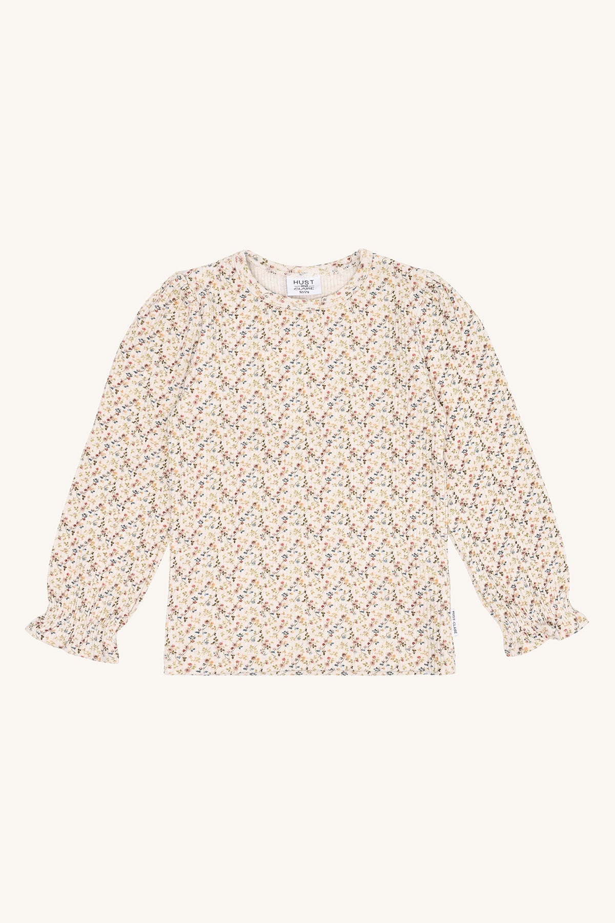 Hust&Claire Baumwollshirt Alma mit feinem Blumenmuster in Blau, Grün und Violett – erhältlich bei Bärechind in Winterthur, Zürich, Schweiz.