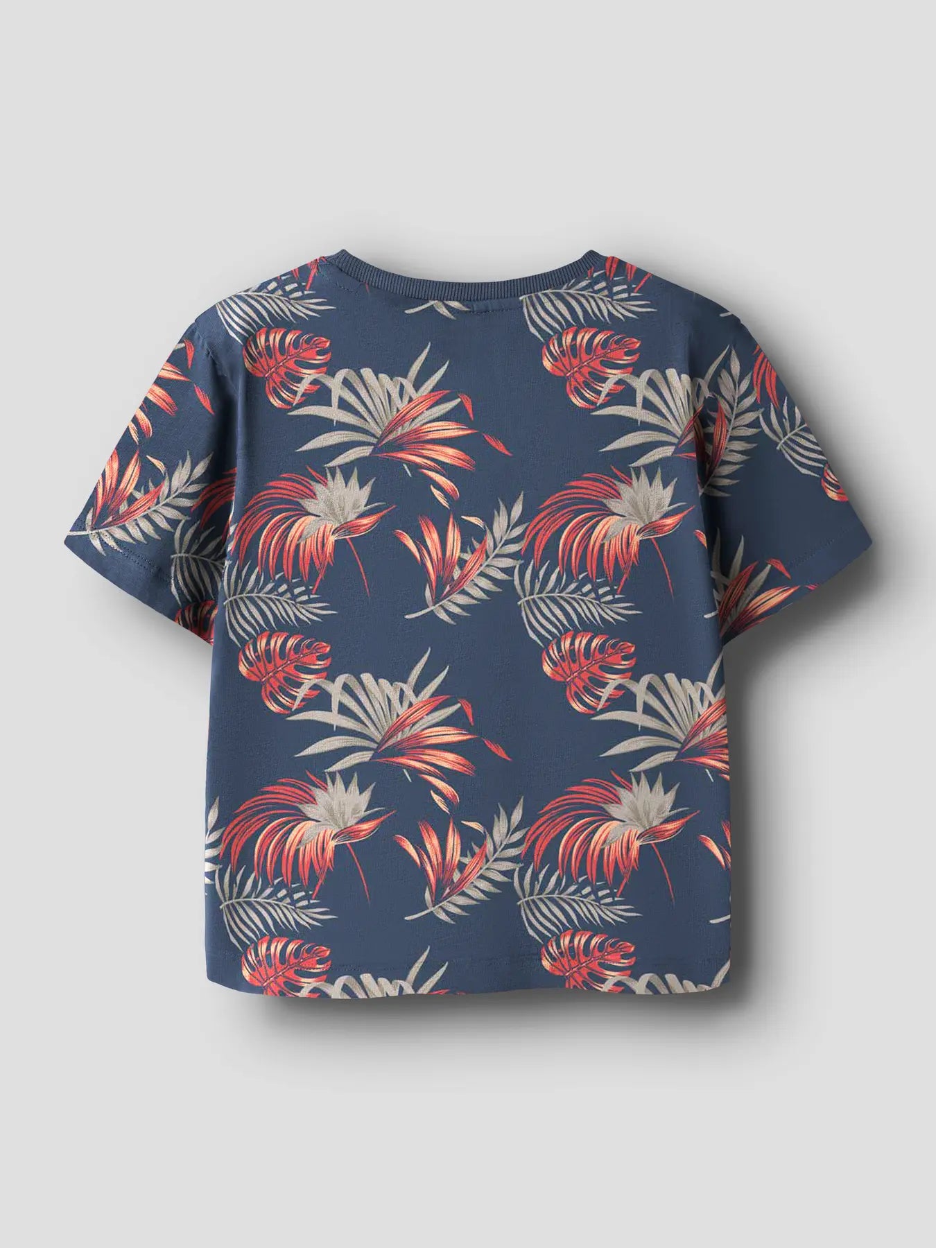 T-Shirt kurzarm mit Tropical Muster, blau