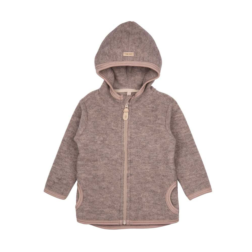 Kinderjacke aus Wollfleece in stein-grau, frontal fotografiert. Pure Pure by Bauer, Bärechind Winterthur Zürich Schweiz.