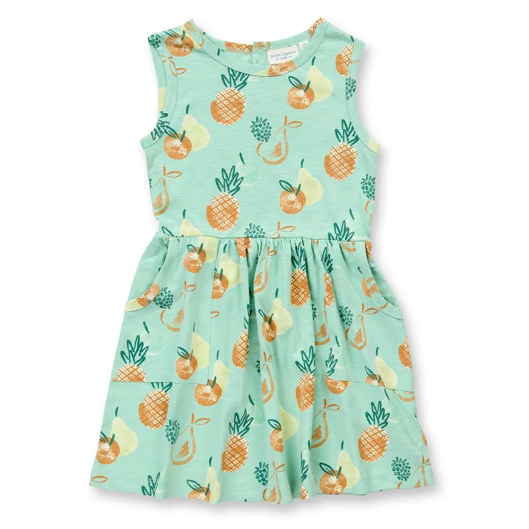 Kleid aus 100% Baumwolle mit Ananas Print von Sense Organics, erhältlich im Bärechind in Winterthur, Zürich, Schweiz.