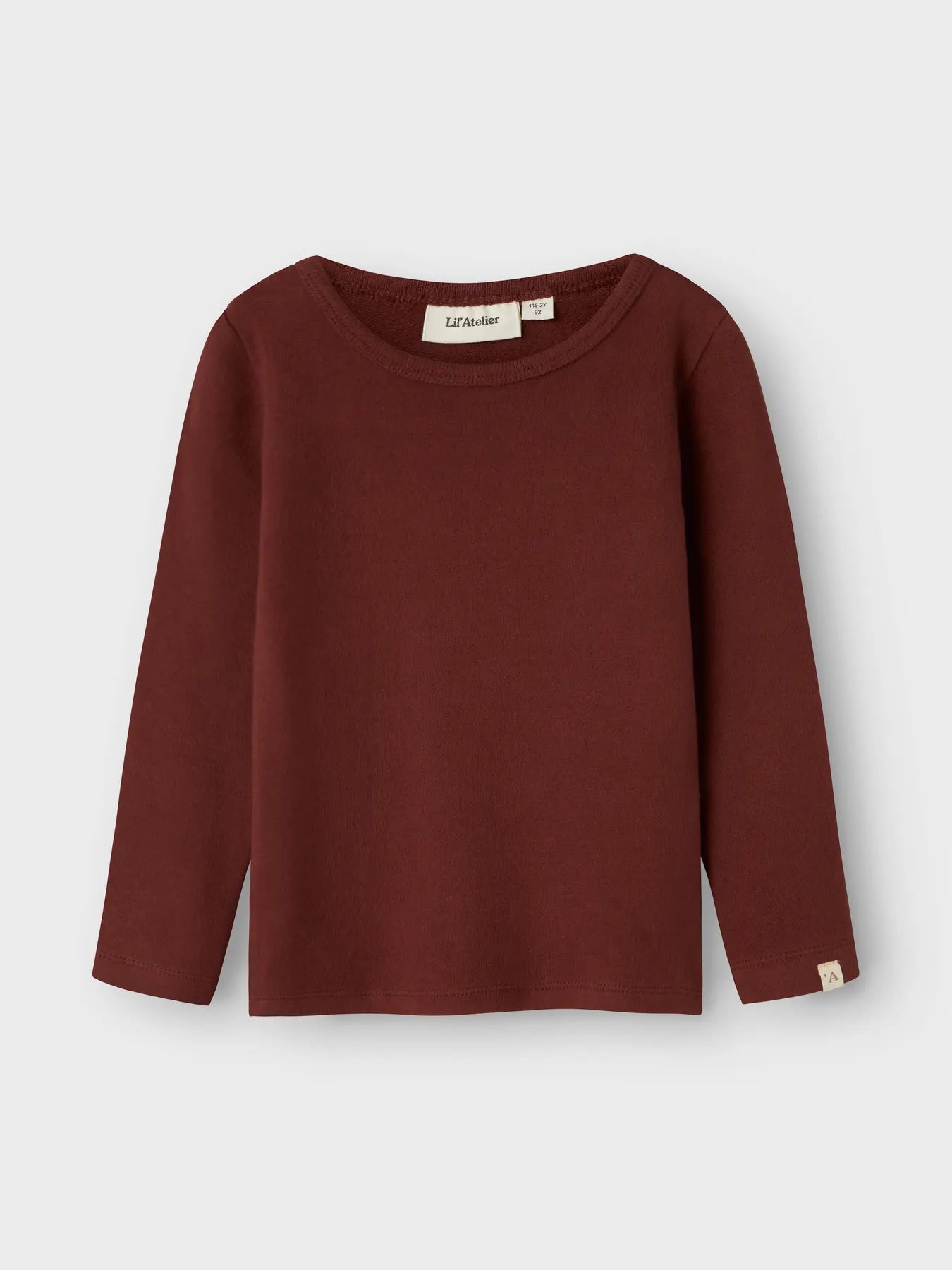 LIL'ATELIER Langarmshirt aus gebürsteter Baumwolle in Rotbraun – zu kaufen bei Bärechind in Winterthur, Zürich, Schweiz.