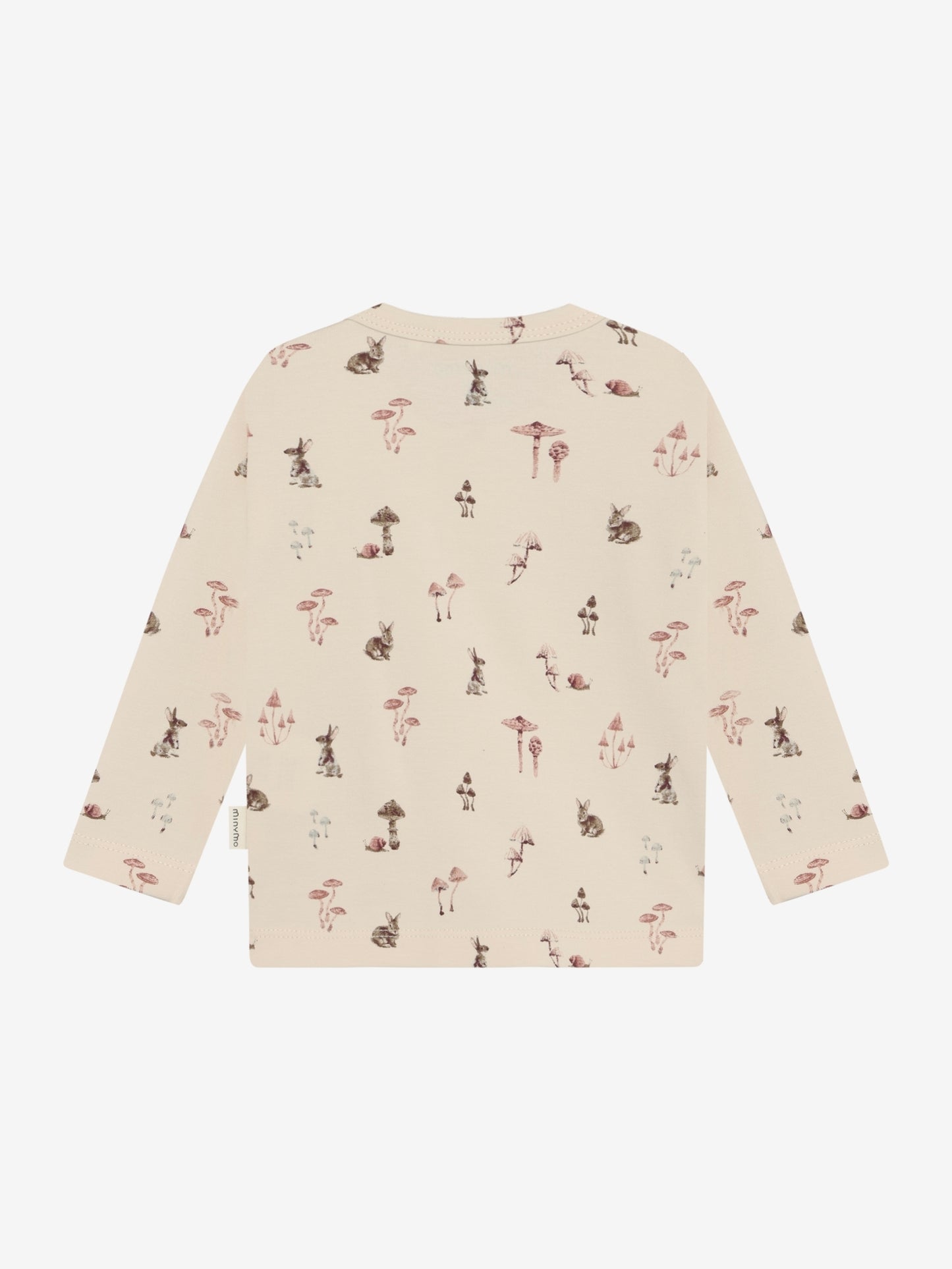 Rückansicht vom Langarmshirt für Kinder in Sandfarbe mit Hasenprint, aus elastischer Baumwolle – erhältlich bei Bärechind Winterthur