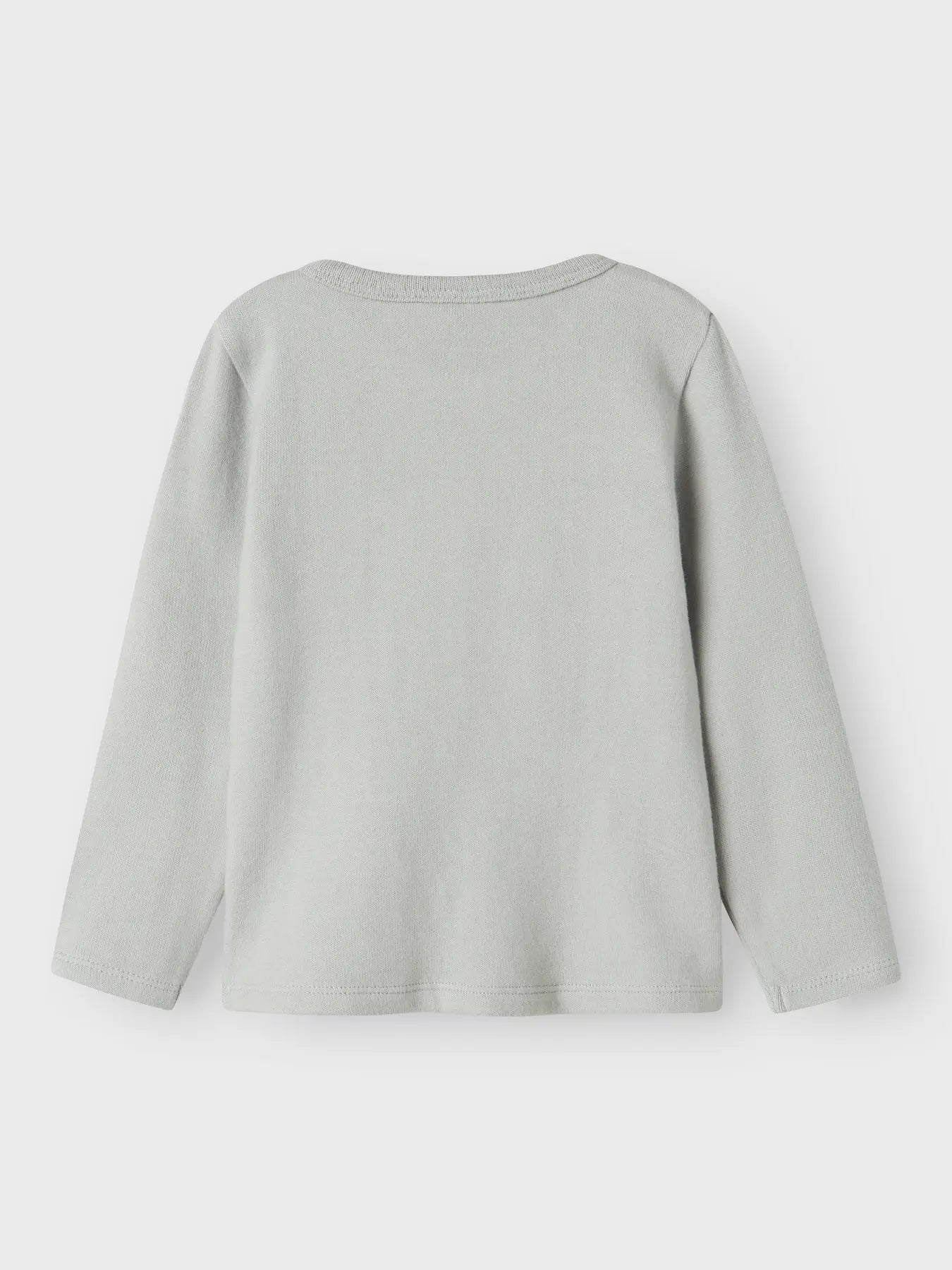 Rückansicht des hellgrauen LIL'ATELIER Langarmshirts aus gebürsteter Baumwolle – erhältlich bei Bärechind in Winterthur, Zürich, Schweiz.