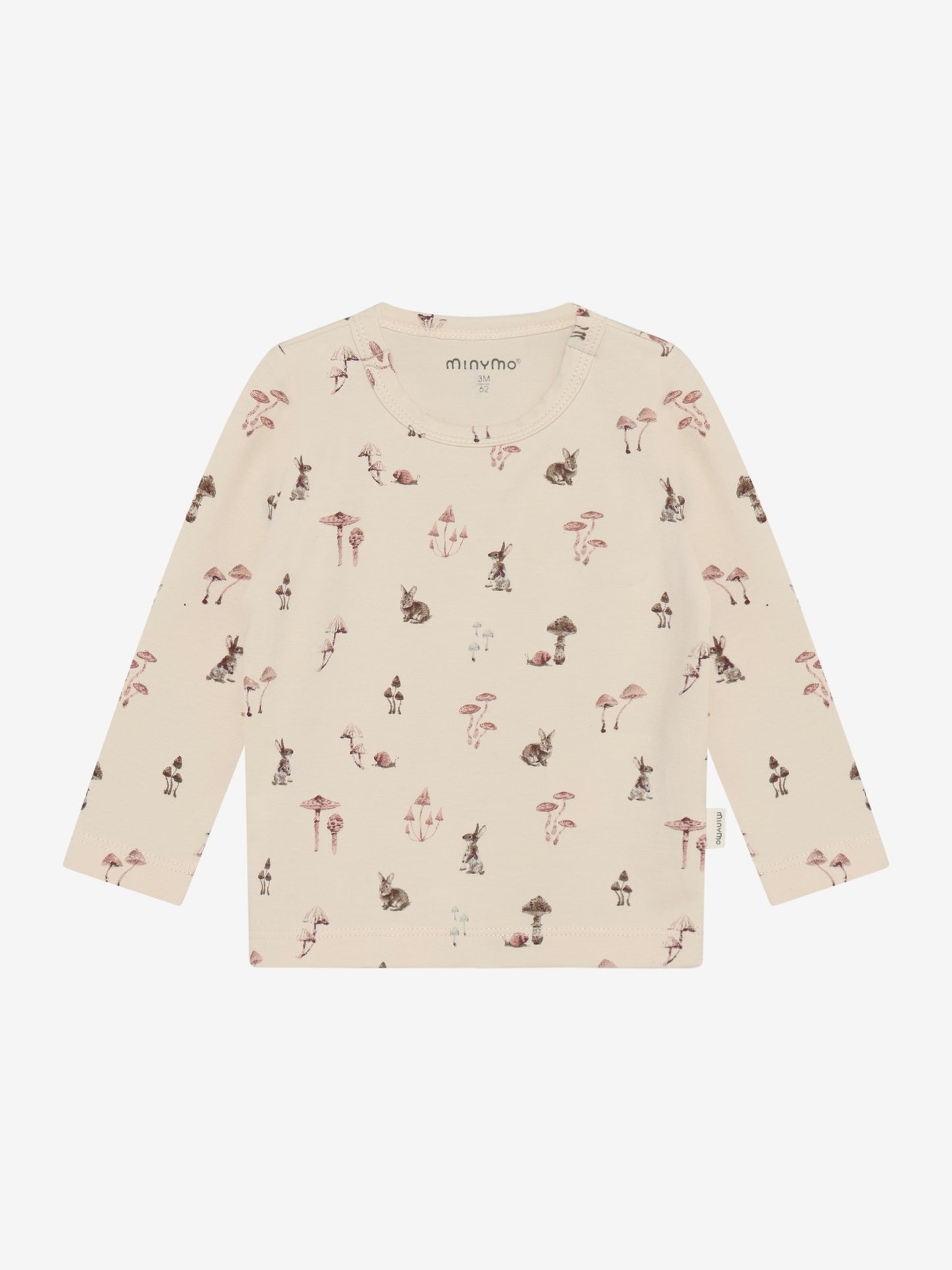 Langarmshirt für Kinder in Sandfarbe mit Hasenprint, aus elastischer Baumwolle – erhältlich bei Bärechind Winterthur