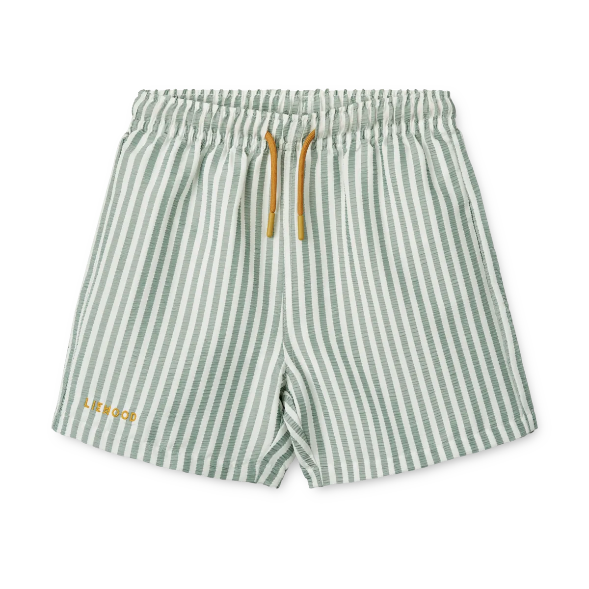 Liewood Duke Board Shorts für Kinder in Stripe Peppermint / Crisp White. UV-Schutz UPF 40+, schnelltrocknend und mit elastischem Bund. Erhältlich in Winterthur, Zürich, Schweiz.
