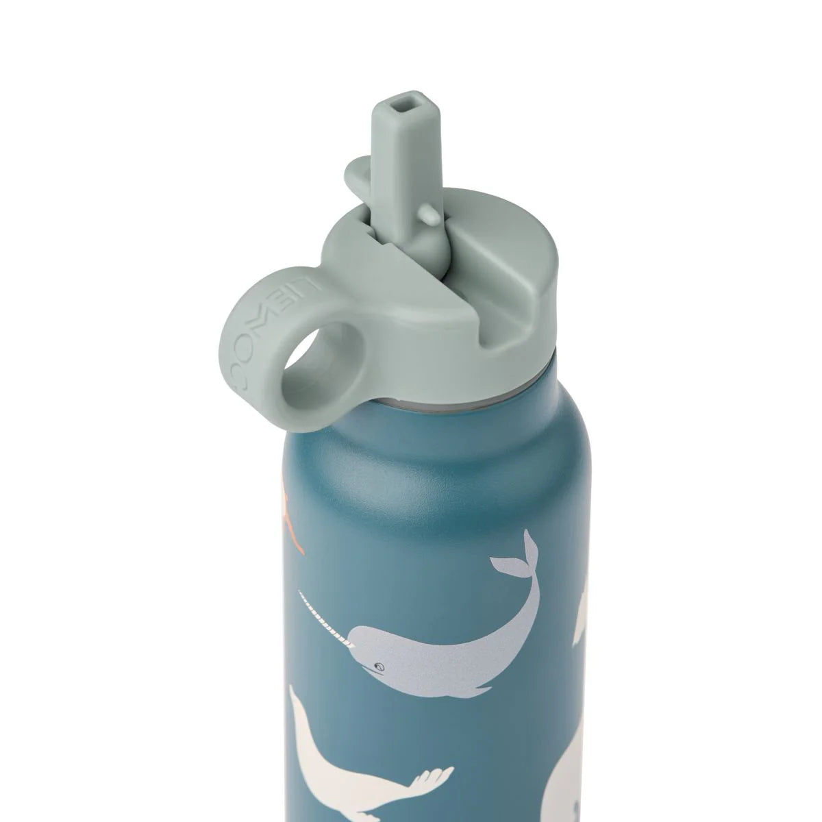 Detailansicht der Liewood Falk Trinkflasche – Schraubdeckel und Trinkaufsatz