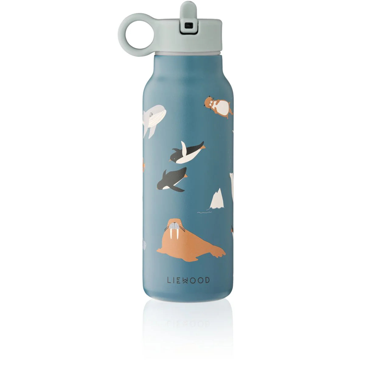 Liewood Falk Edelstahl Kindertrinkflasche 350ml in Arctic Sea Design mit Möwen und Wolken