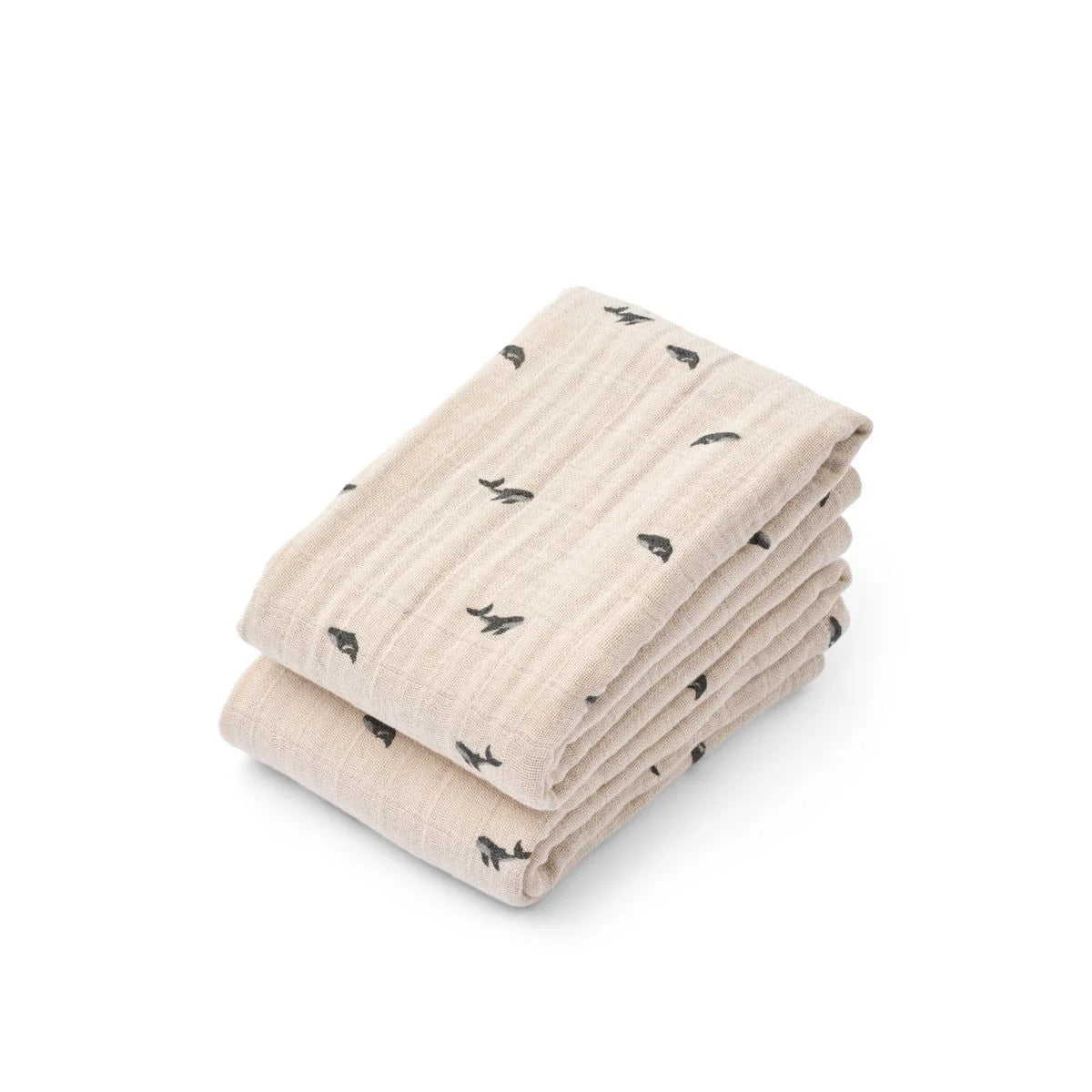 Liewood Musselin-Nuschi 2er-Pack Mini Whale aus Bio-Baumwolle mit Walmuster, gefaltet