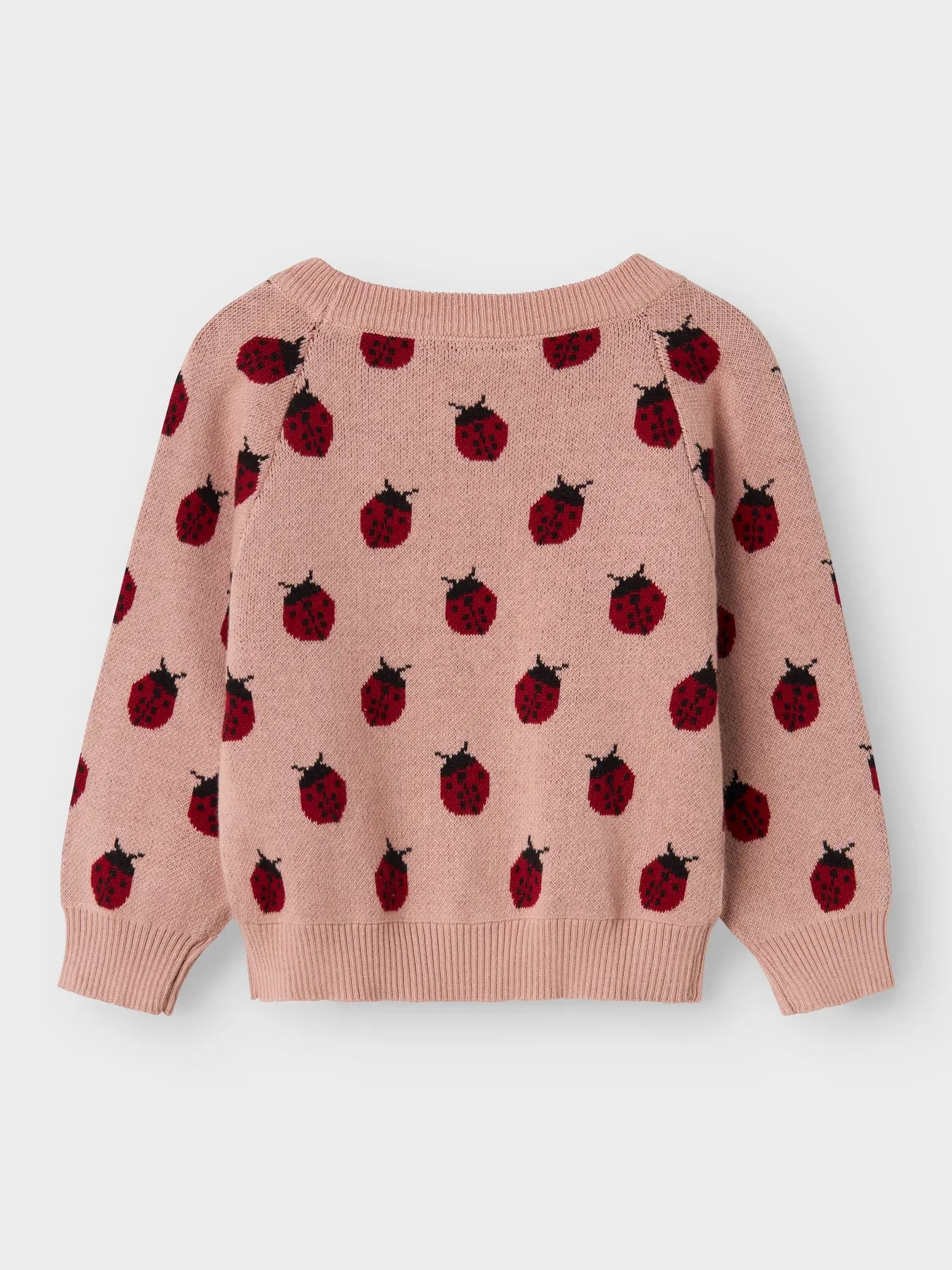 Rückseite des nachhaltigen Lil'Atelier Kinderpullovers mit Marienkäfern bei Bärechind in Winterthur, Zürich, Schweiz.