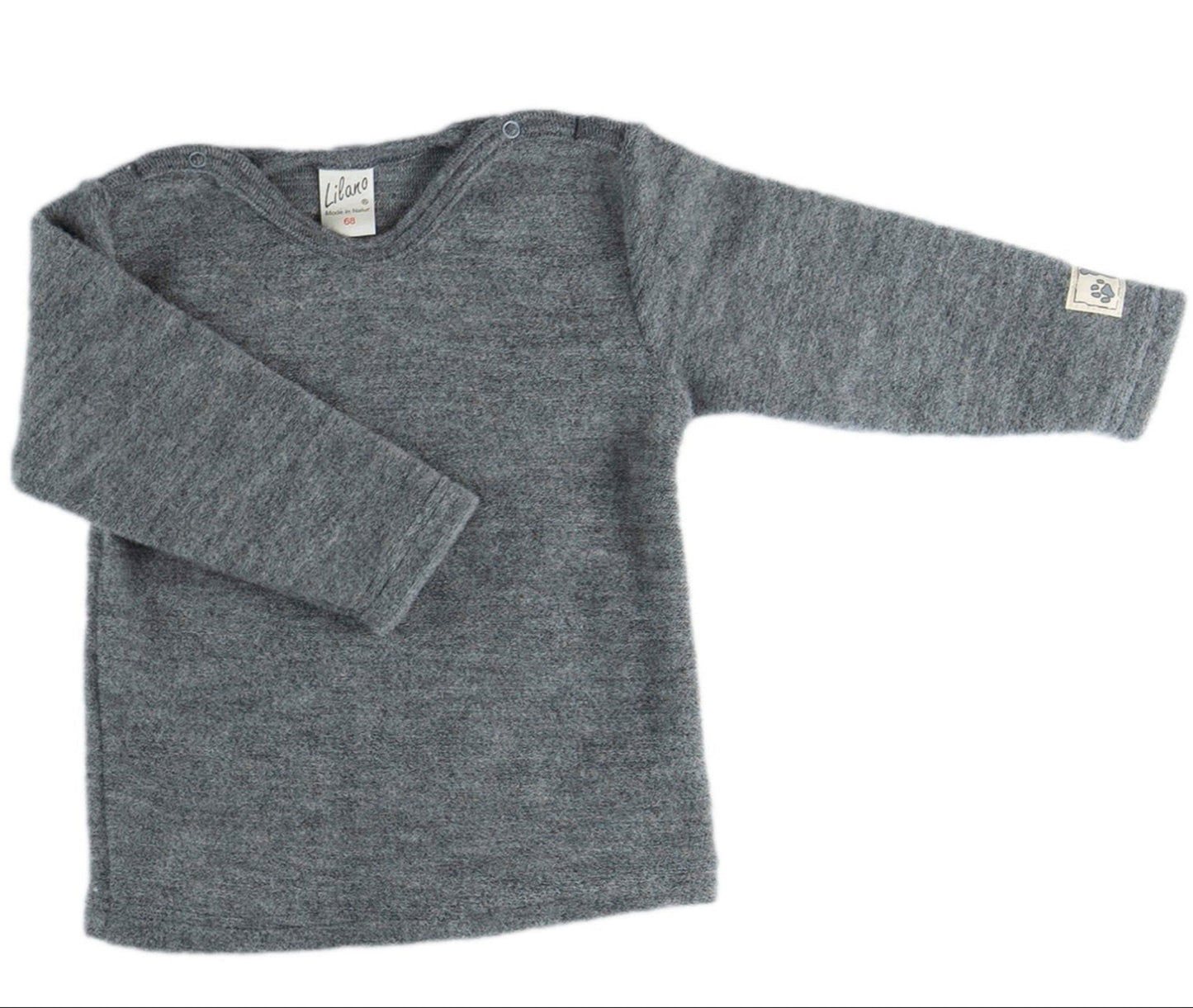 Lilano Baby-Wollpullover aus Schurwolle in Grau – weich, atmungsaktiv & temperaturregulierend.