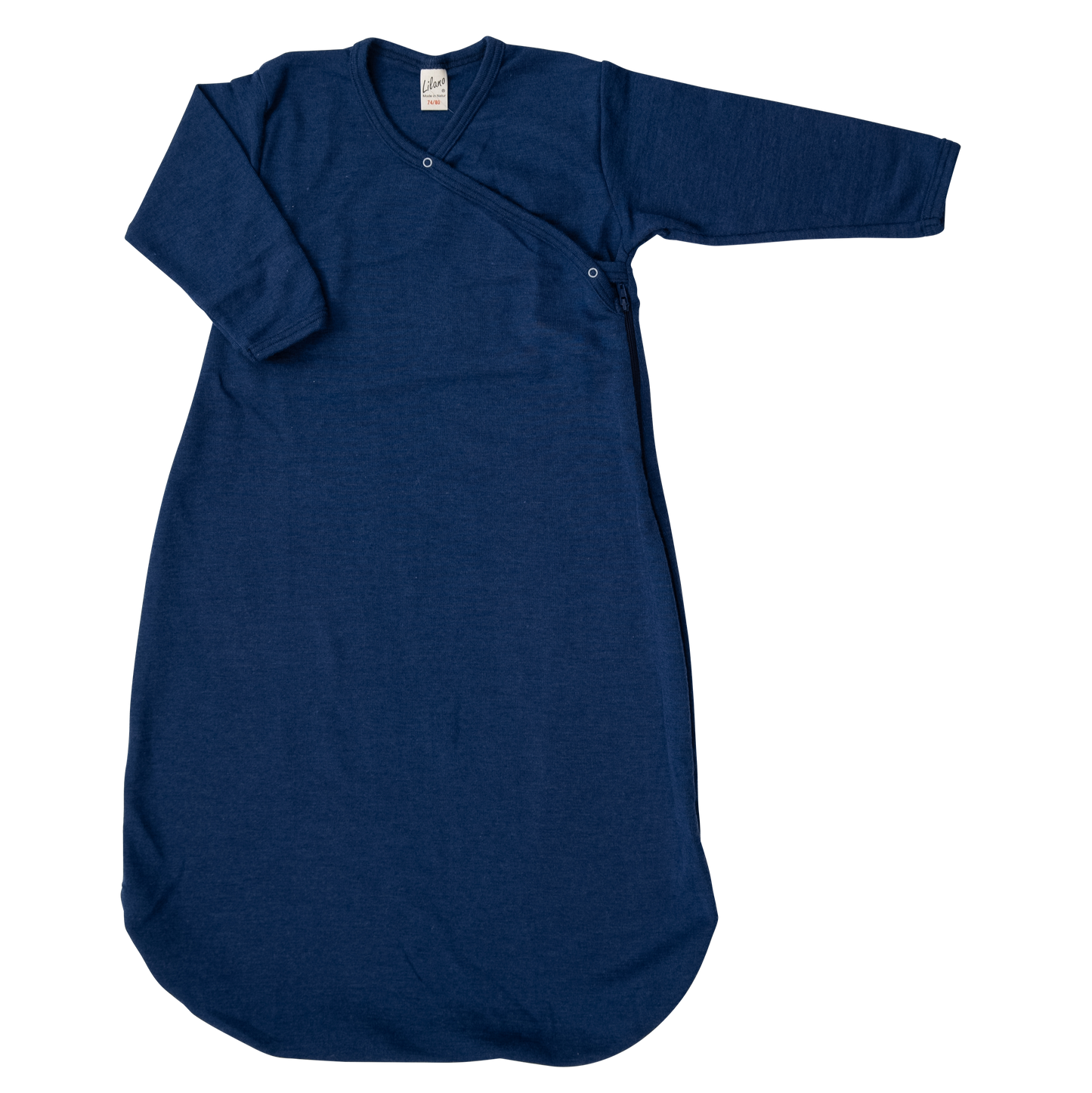 Lilano Babyschlafsack aus Wolle-Seide in Blau – weich, atmungsaktiv & temperaturregulierend.